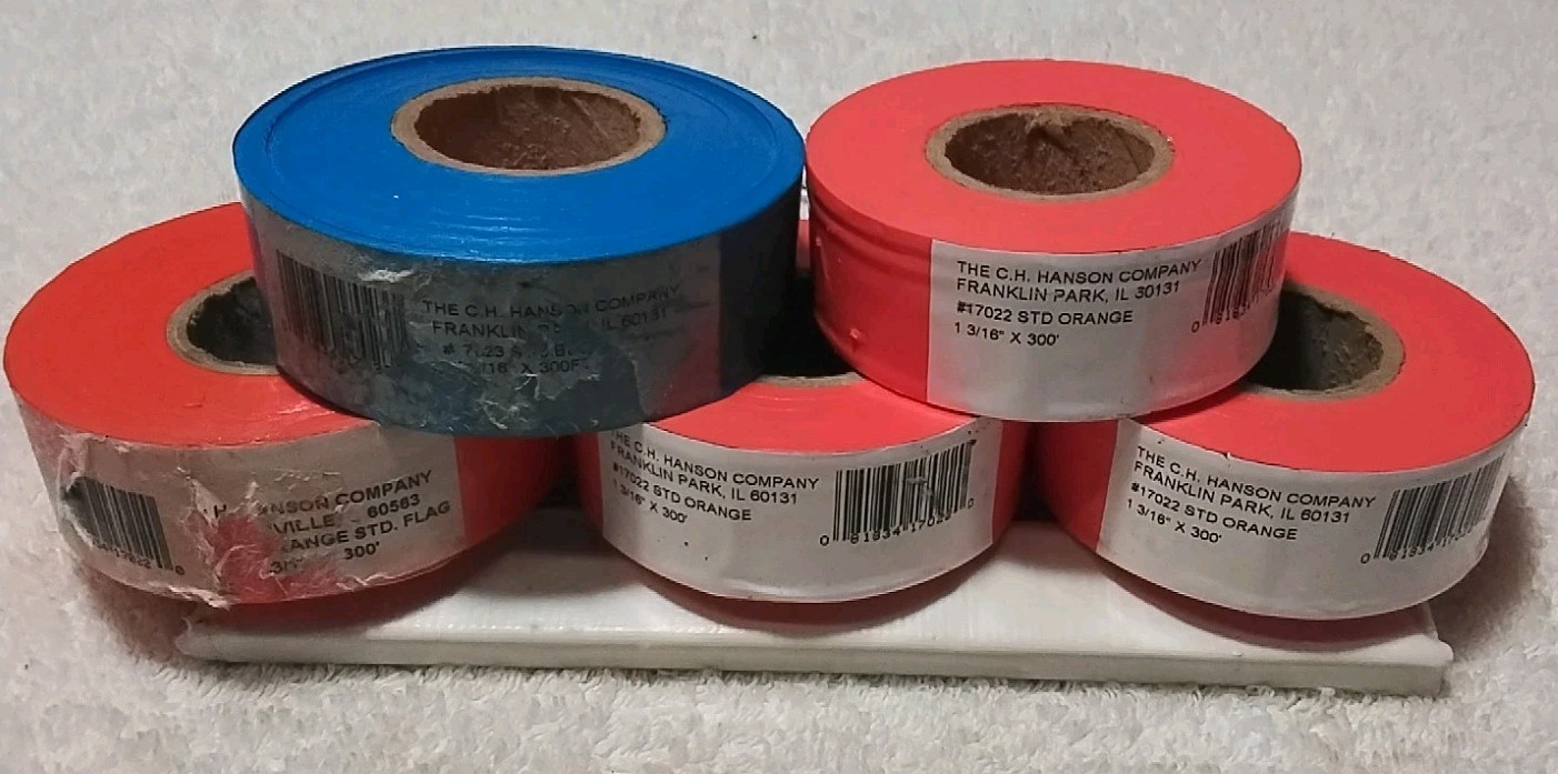 5PC CH HANSON 1-3/16"×300' ASSORTED COLORS FLAGGING TAPE