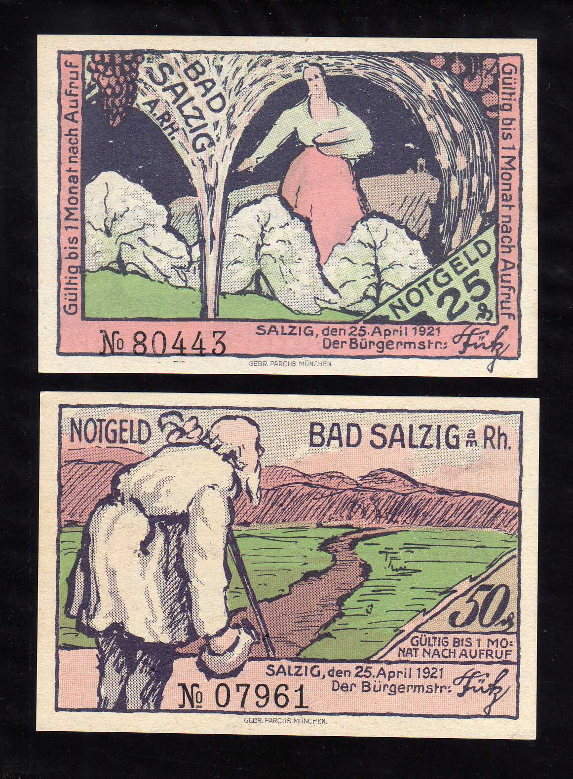 BAD SALZIG - GERMANY NOTGELD -   25, 50 PFENNIG