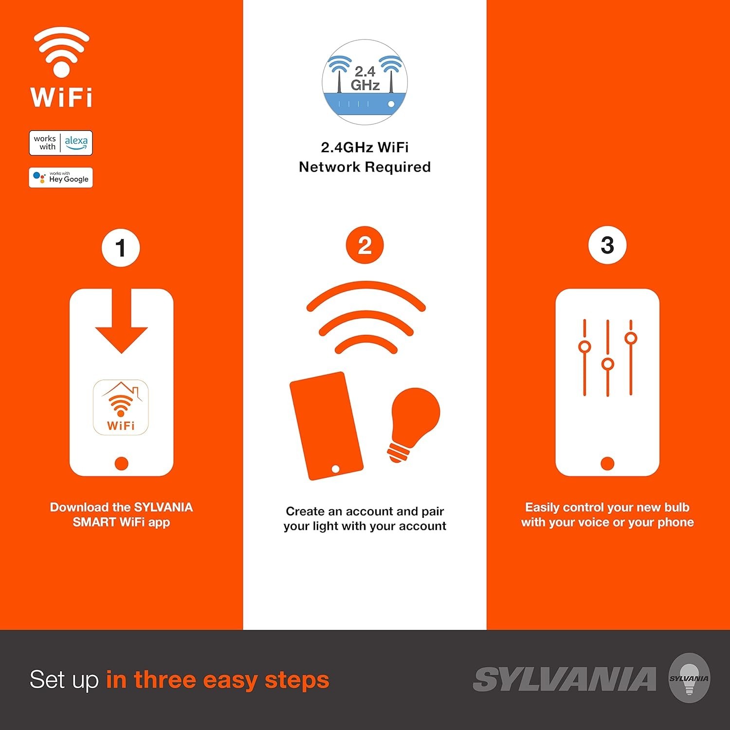 Sylvania Smart WiFi LED Bulb 9W Multi Color E26 4-Pack Alexa/Google Bluetooth