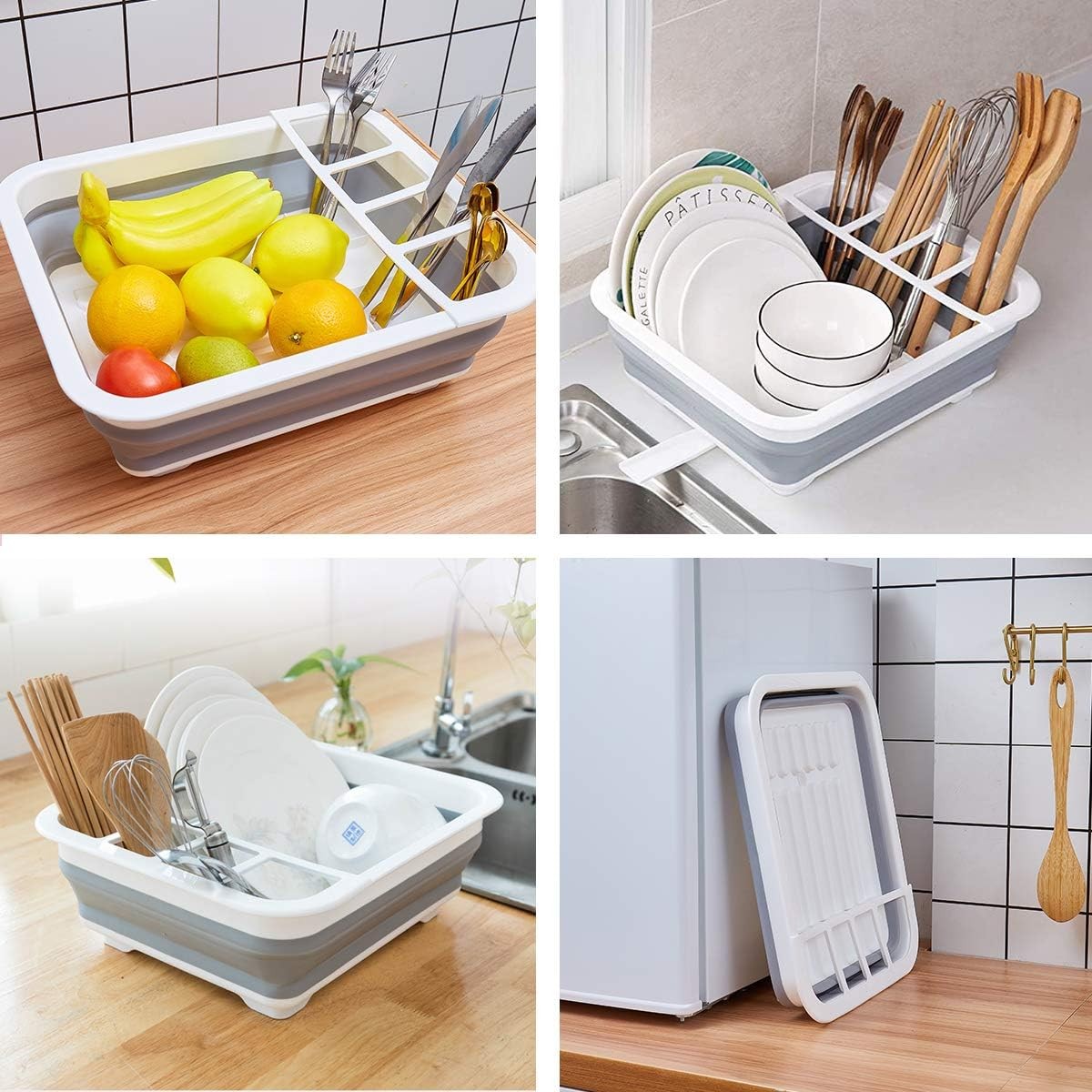 Portable Collapsible Dish Drying Rack Space Saving RV Camper Kitchen Tray