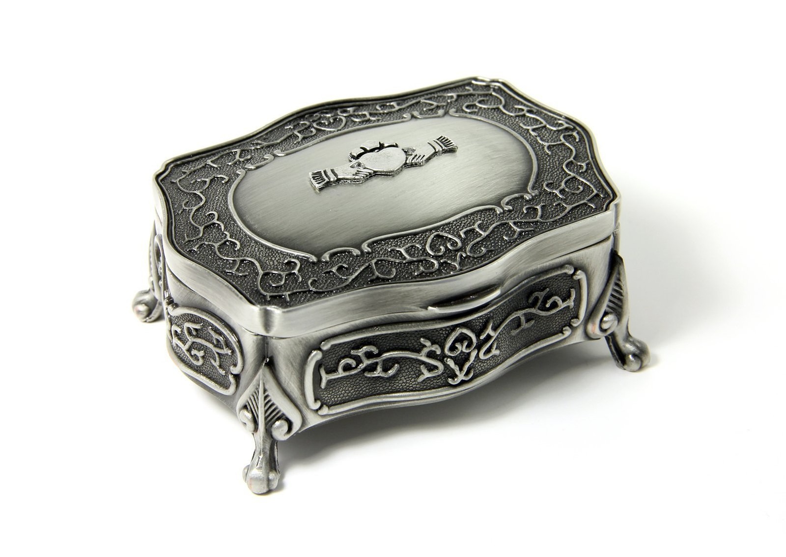 Mullingar Pewter Jewellery Box With Claddagh Design Small