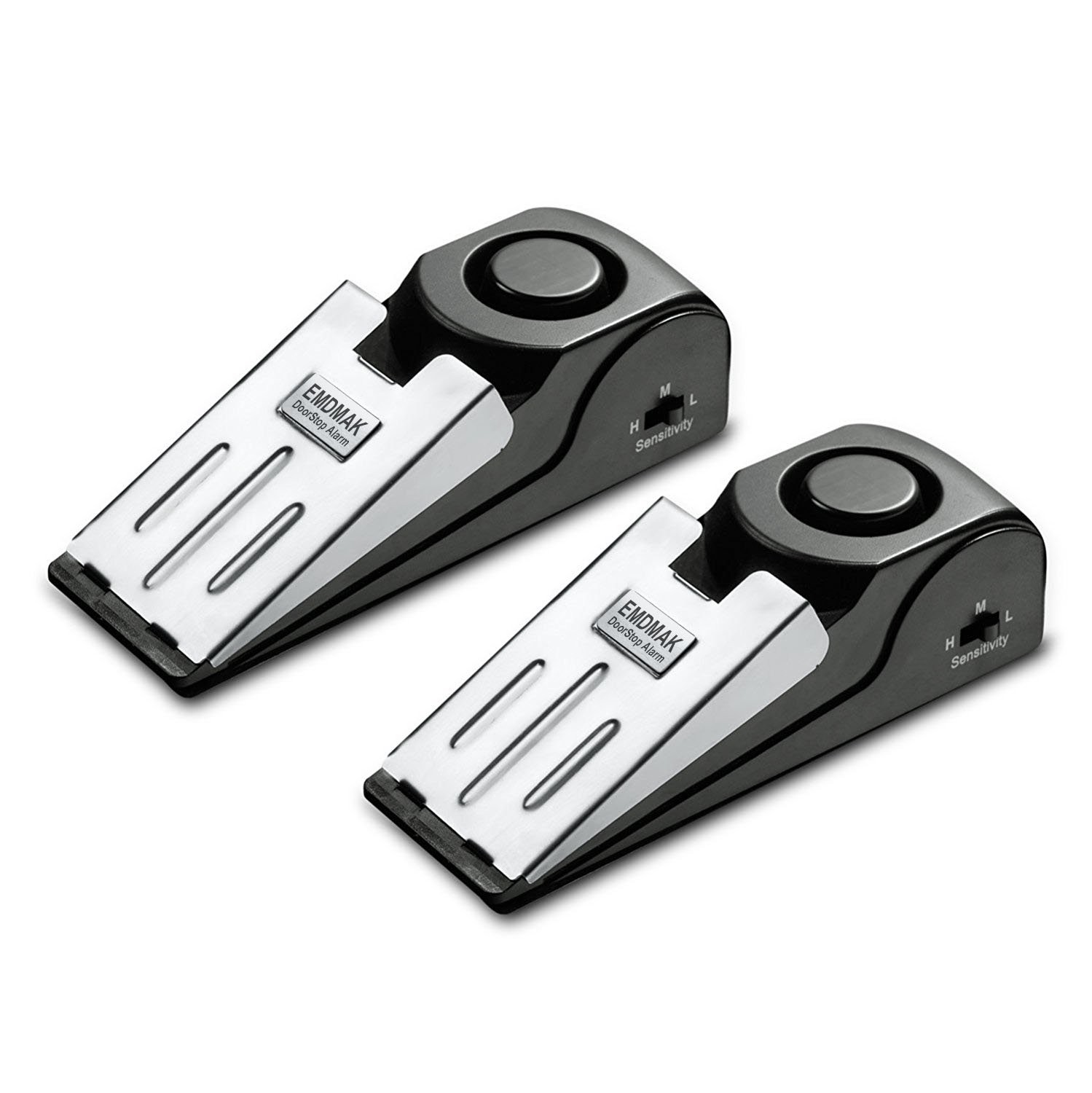 EMDMAK Door Stop Alarm with 120DB Siren for Home & 2 Pack, Black