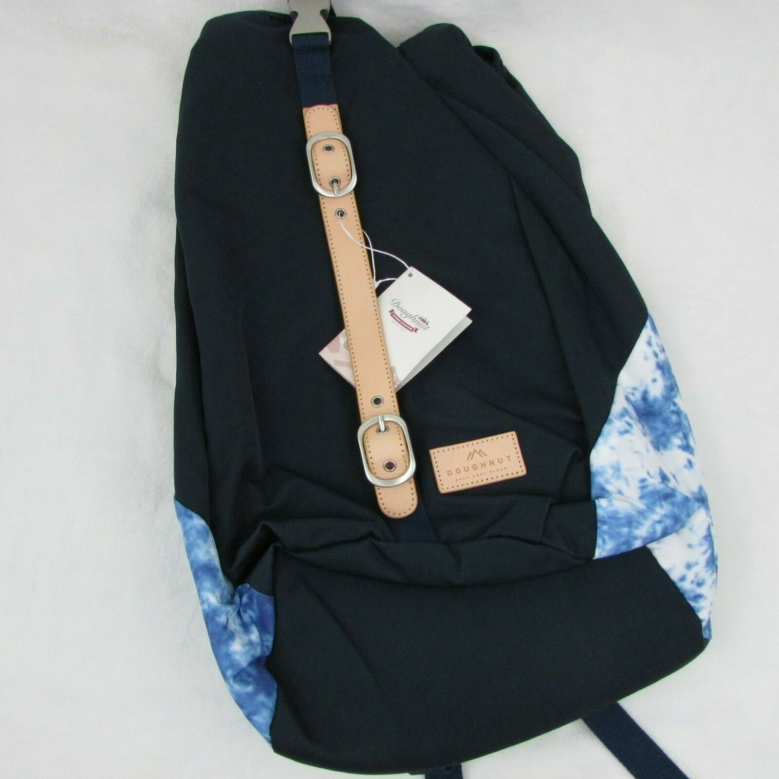 Doughnut Dark Blue Valletta Nautical Hiking Backpack Medium Size Bag Brown Strap