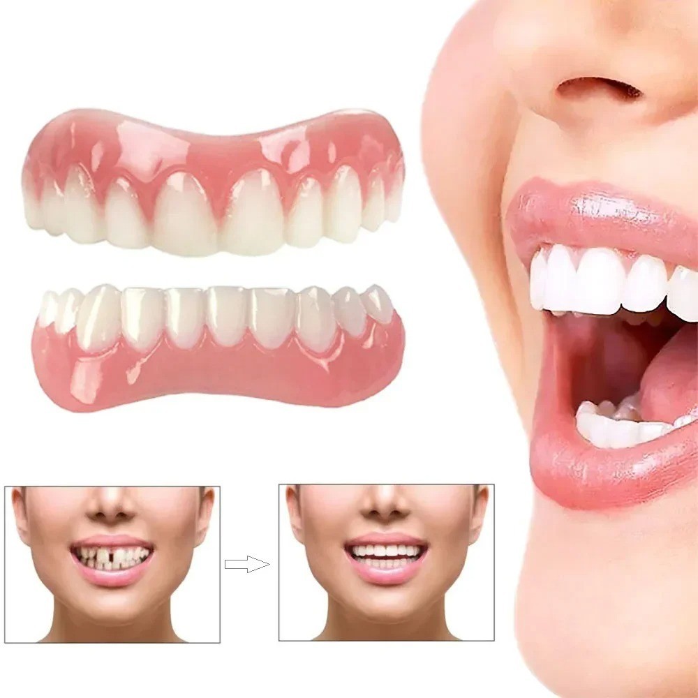 Silicone False Teeth Upper & Lower Smile Dental Veneers Dentures False Tooth**