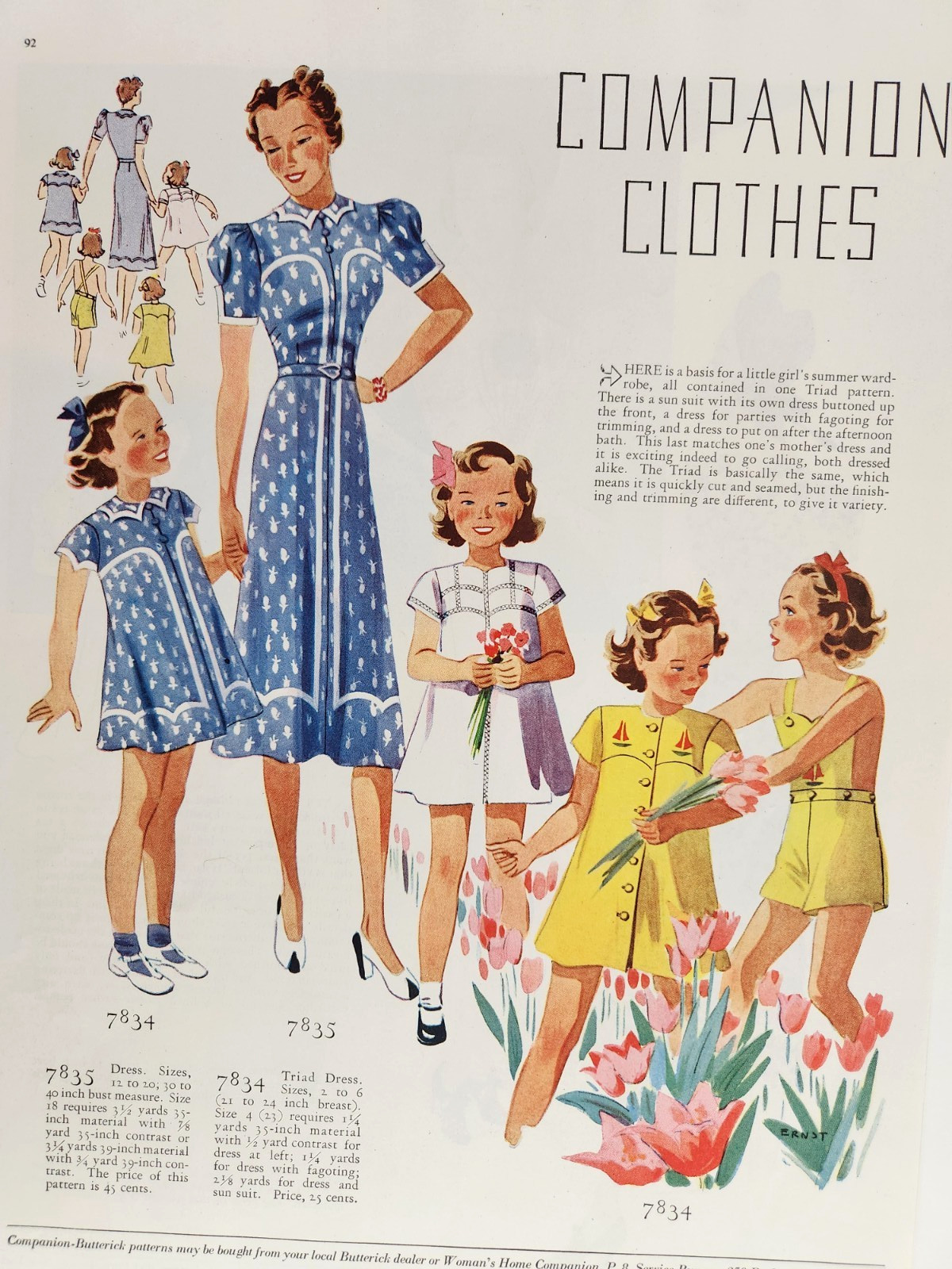 Butterick Fashion Women Children Dress Romper Vintage 1938 Magazine Print Ad