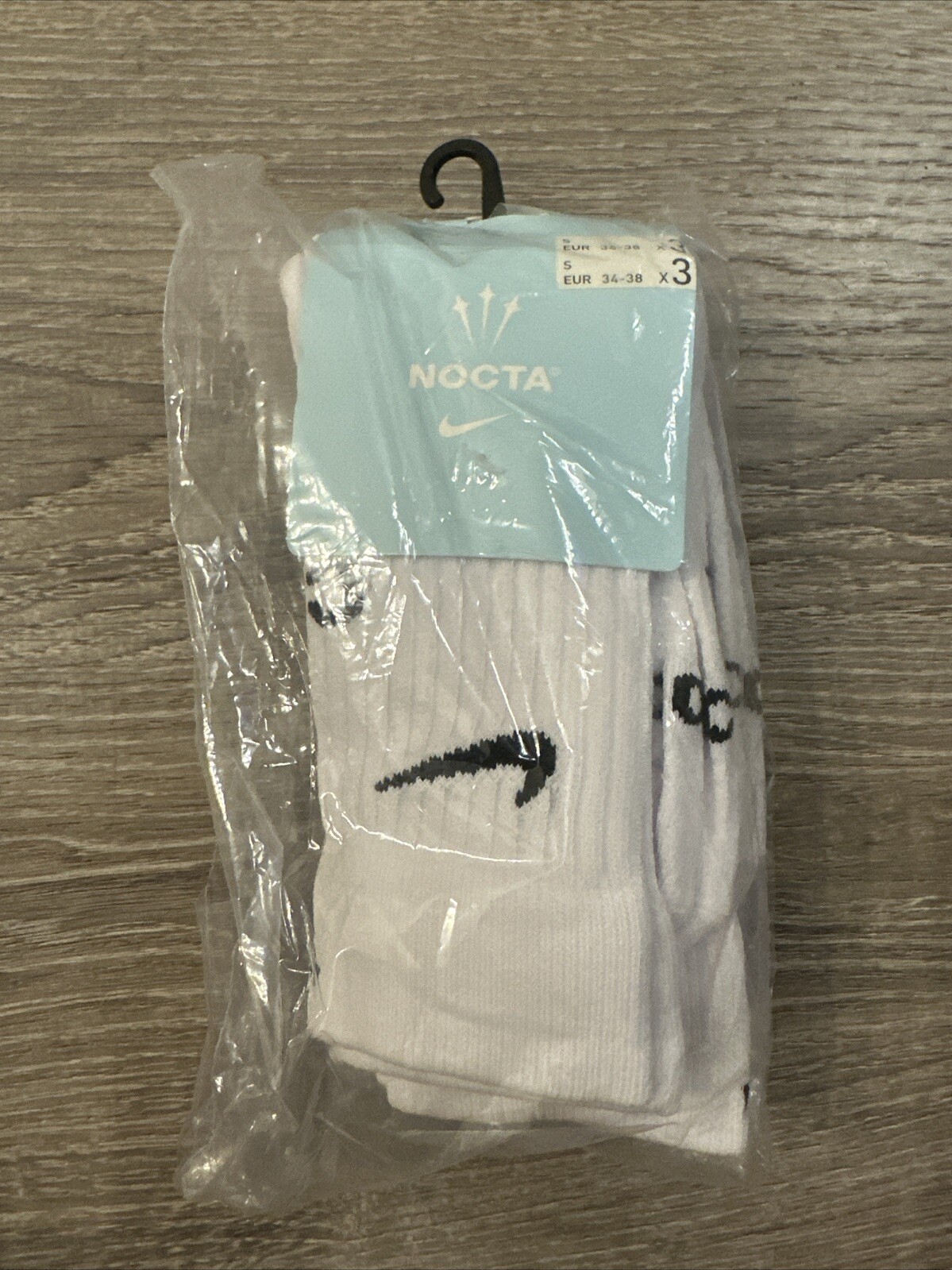 Nike x DRAKE NOCTA Crew Socks White/Black 3-Pack DD9240-100 Size Small