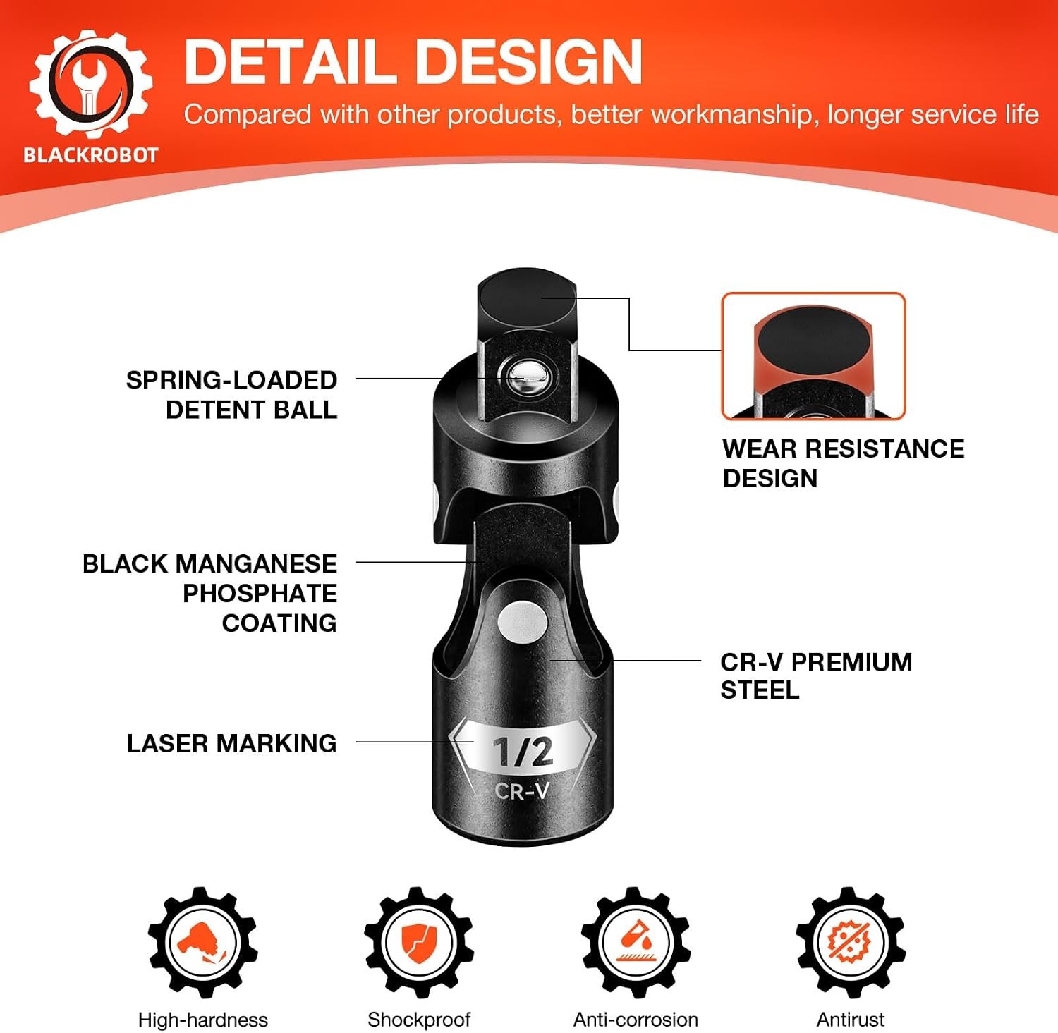 Universal Joint Set 3PCS, 1/2" 3/8" 1/4" Drive Socket Adapter Set, Premium