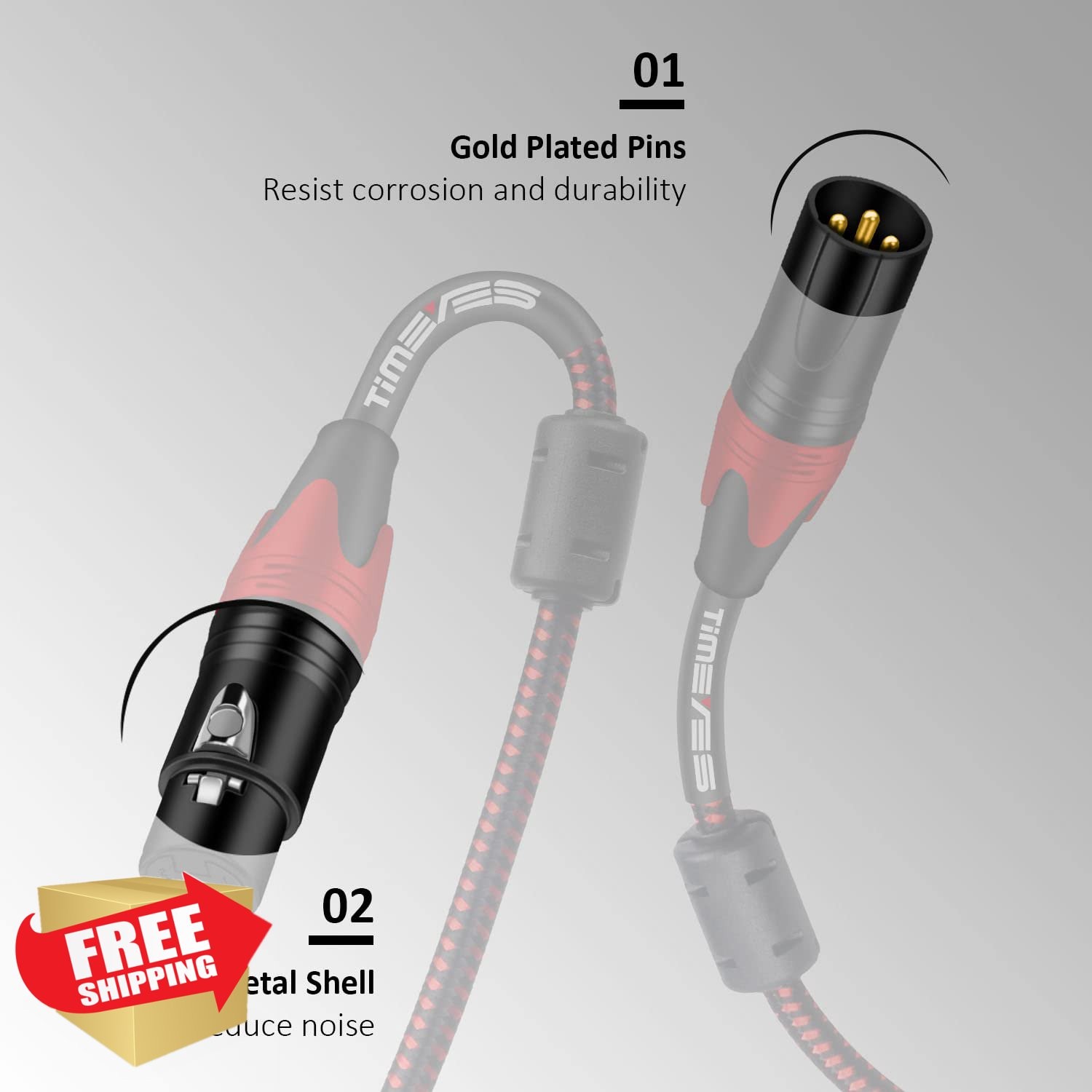 TIMEYES 15M XLR Mic Cable, Male to Female, Balanced Snake Cord