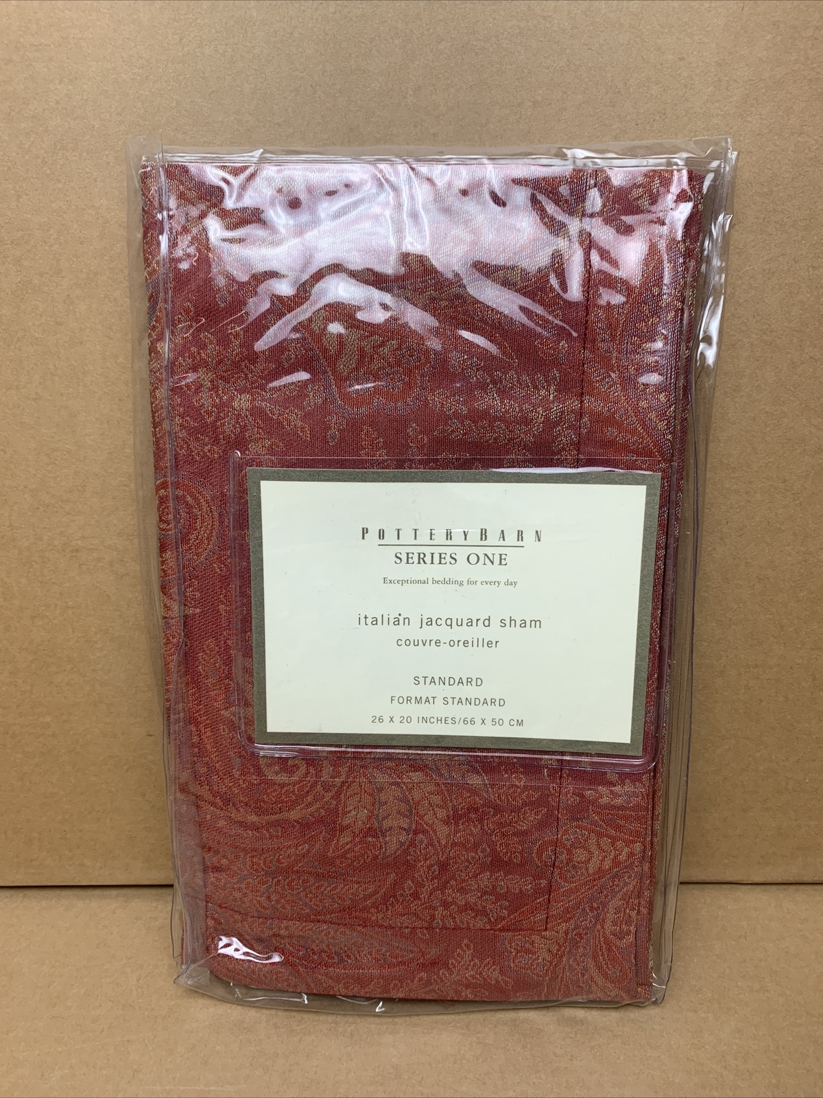 Pottery Barn Series One RED Italian Jacquard Sham - Standard - 26" x 20" - NEW