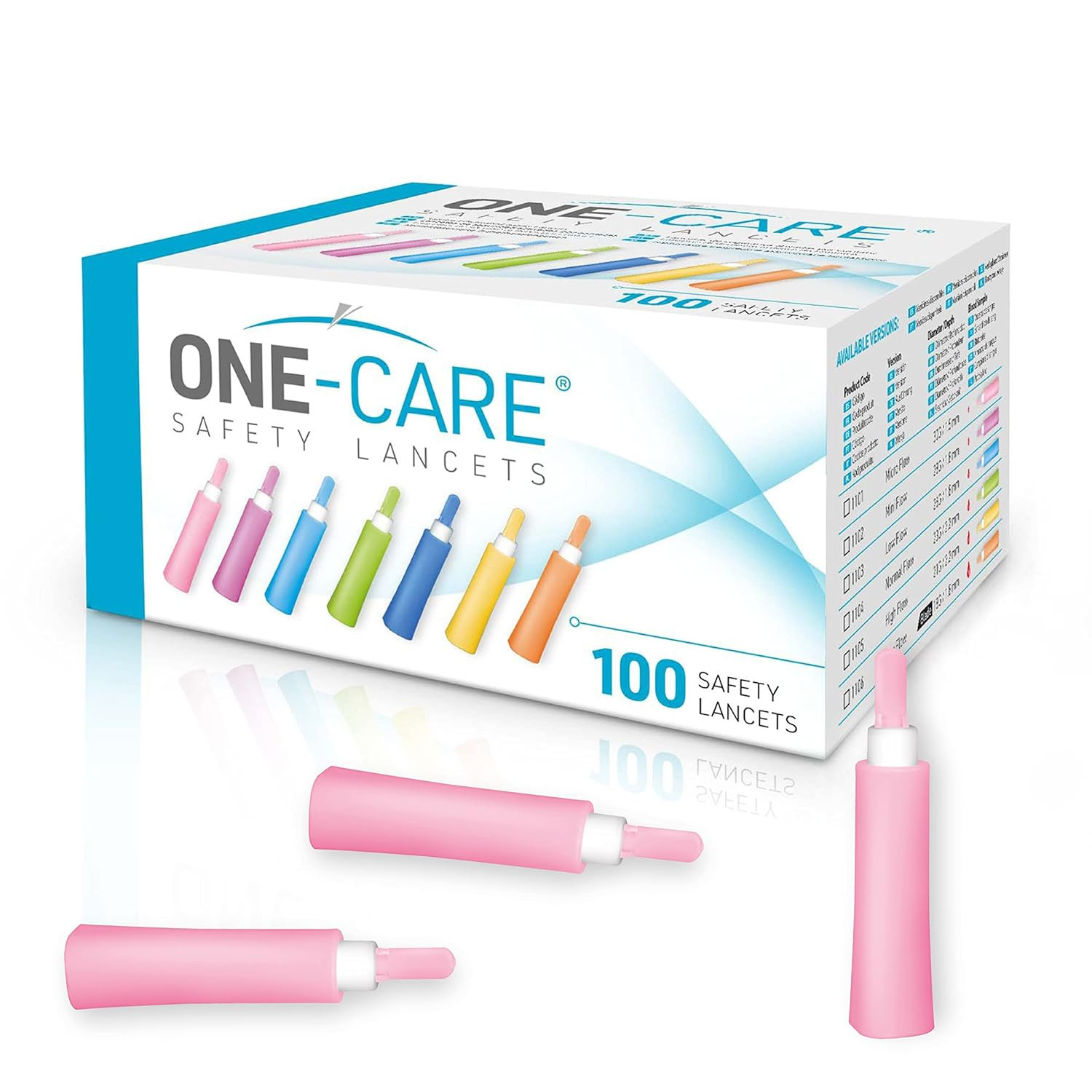 ONE-CARE Safety Lancets, 30G X 1.5Mm, Push Button Activation, Gentle, Pre-Loaded