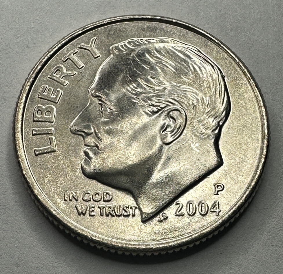 2004-P Roosevelt Dime 10cent Coin from US Mint Set. Uncirculated BU