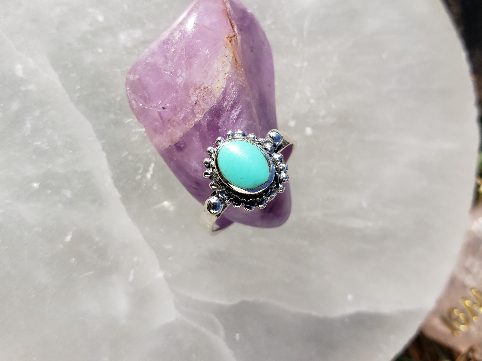 Size 4 to 7, 925 Sterling Silver Ring with Natural Turquoise Gemstone, Oval
