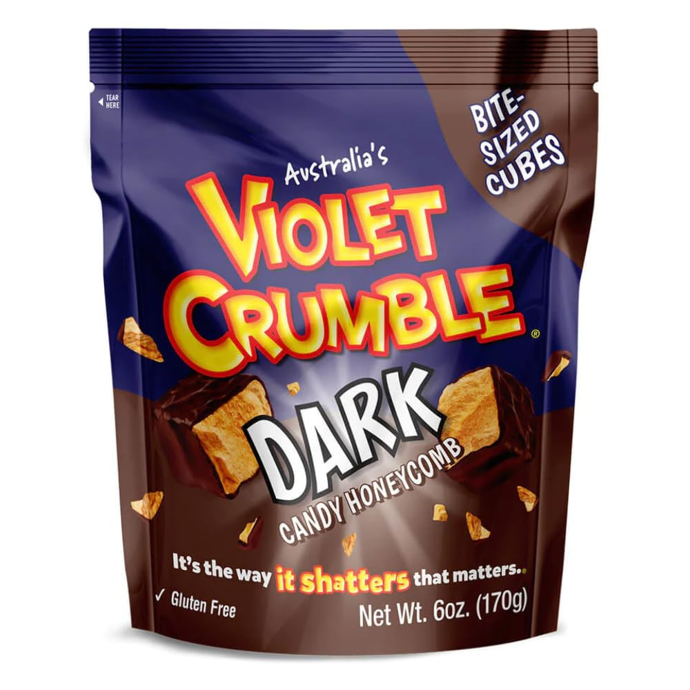 Violet Crumble Dark Chocolate Honeycomb Candy Chunks - Imported from Australia -