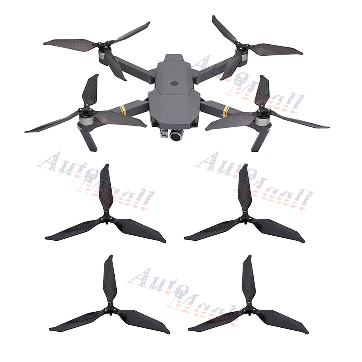 4pcs Low-Noise 8331F Carbon Fiber 3-Blade Propellers for DJI Mavic Pro Platinum