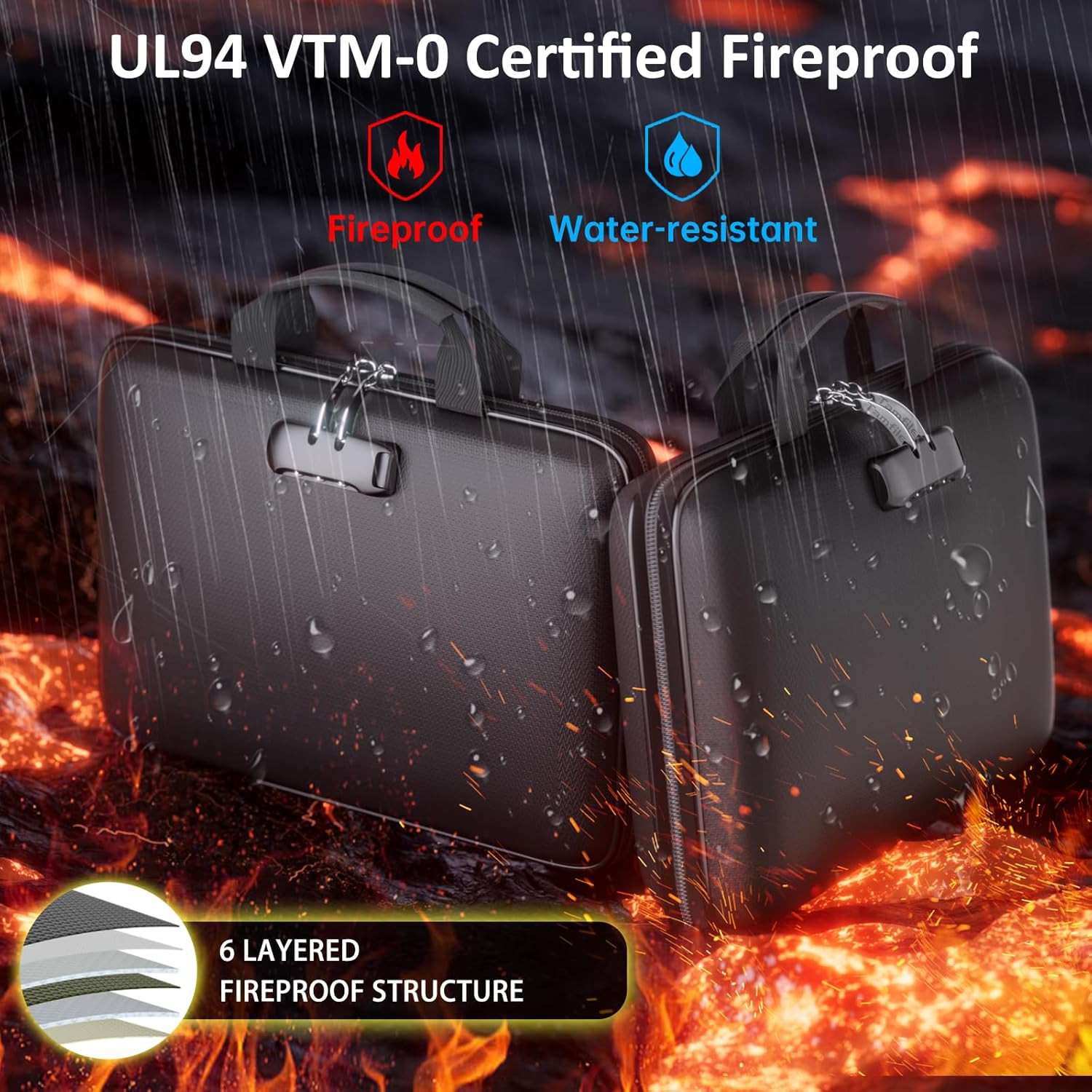 Fireproof File Organizer with Lock, Hard Case Fireproof Document Box