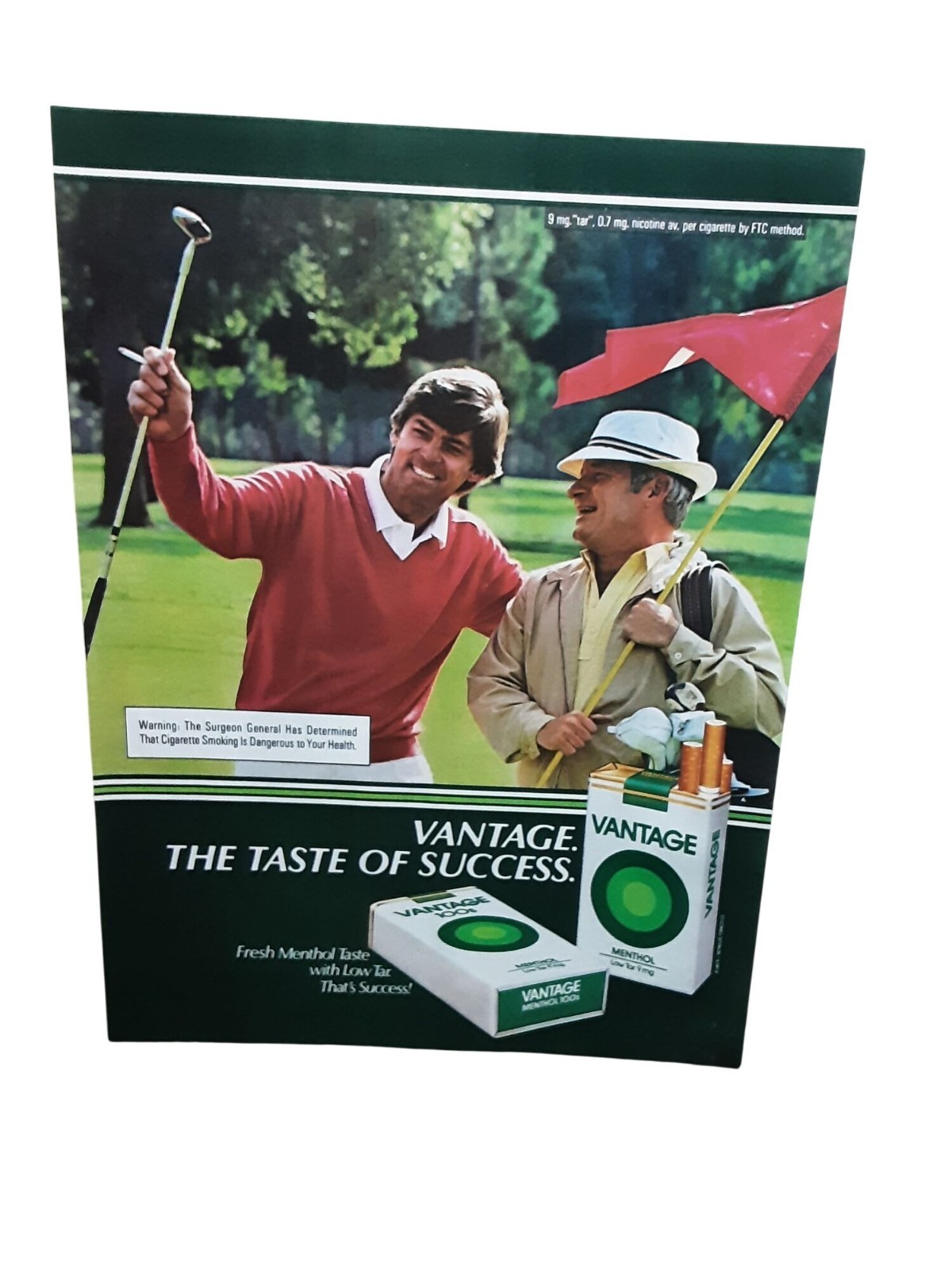 1983 Vantage Menthol Cigarettes Golf Print Ad Authentic Vintage Tobacco