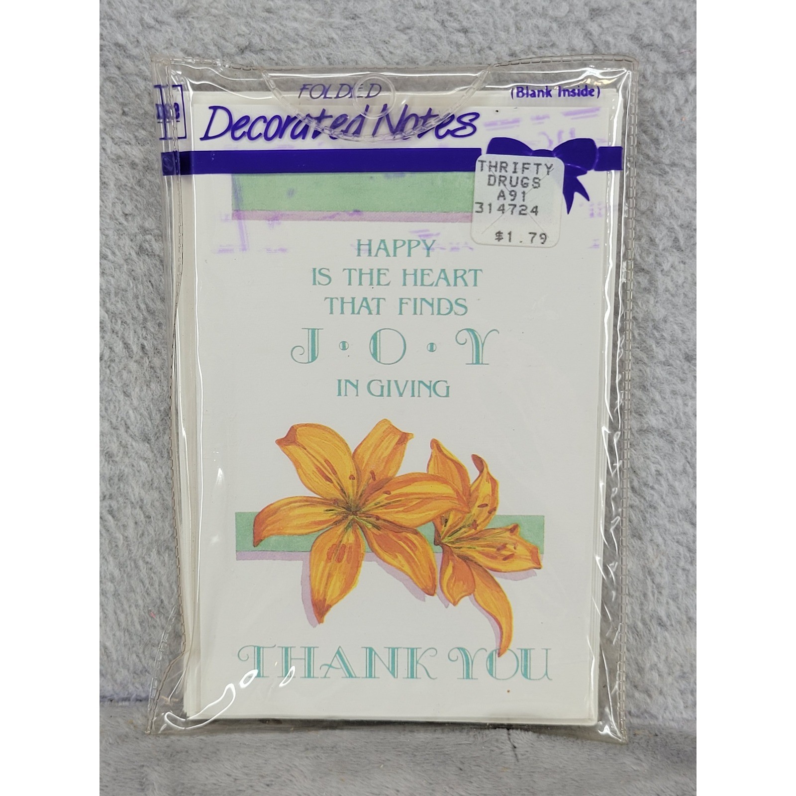 Case Stationery Vintage Thank You Note Cards 8ct Orange Lily Floral Made in USA