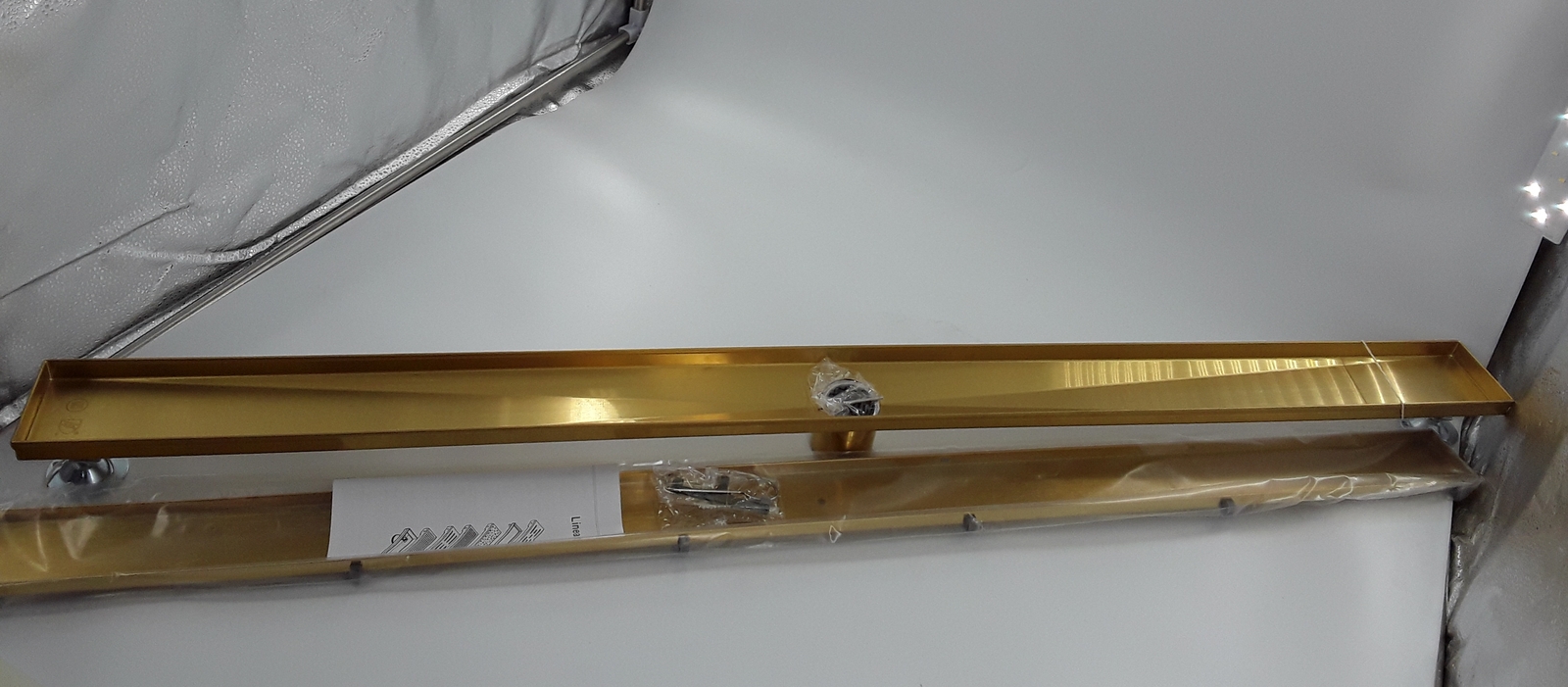 48" COHEN LINEAR TILE-IN SHOWER DRAIN - POLISHED BRASS