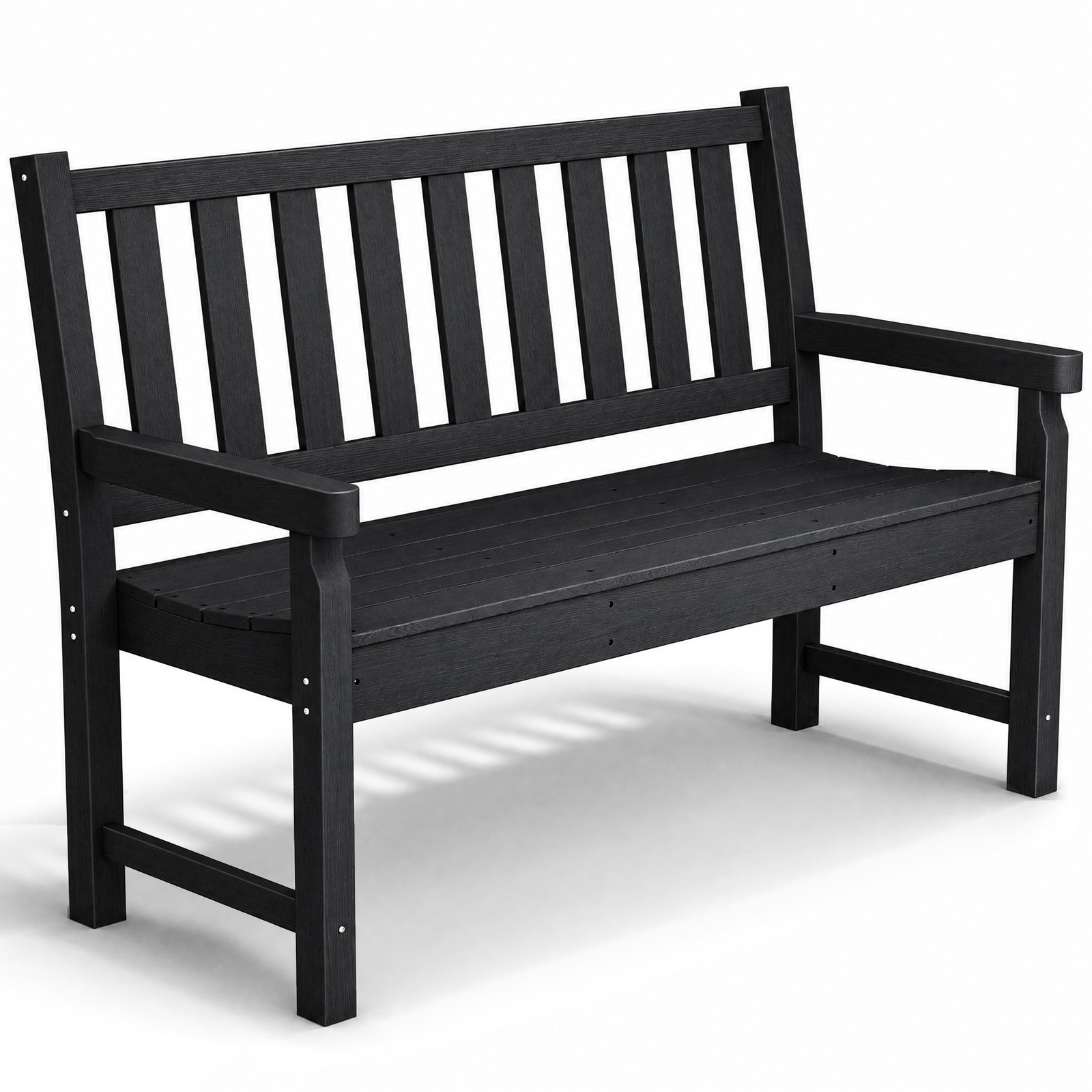 2-Person Outdoor Bench, HDPE Garden Bench for Backyard, Black