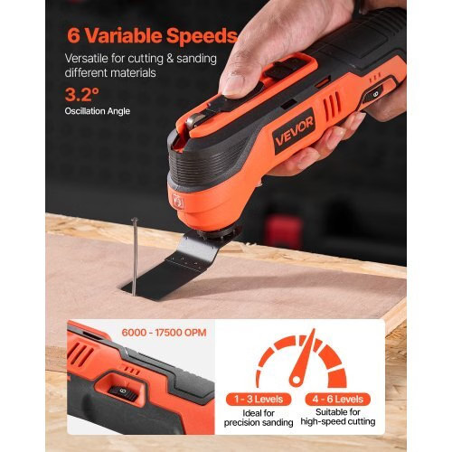 Cordless Oscillating Tool, 12V Multitool Oscillating Saw Tool with 6 Variable S