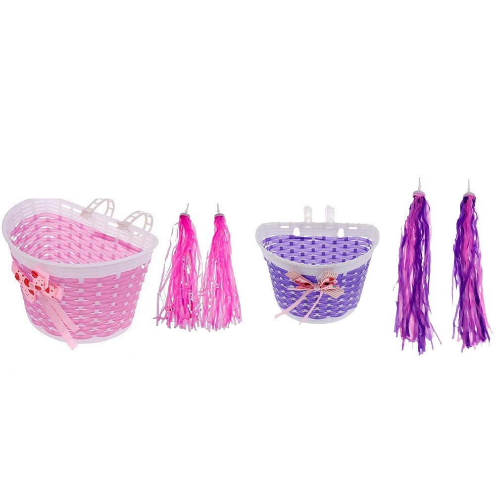 Bicycle Bike Kids Girls Boys Children Childs Front Basket + Streamer Tassel