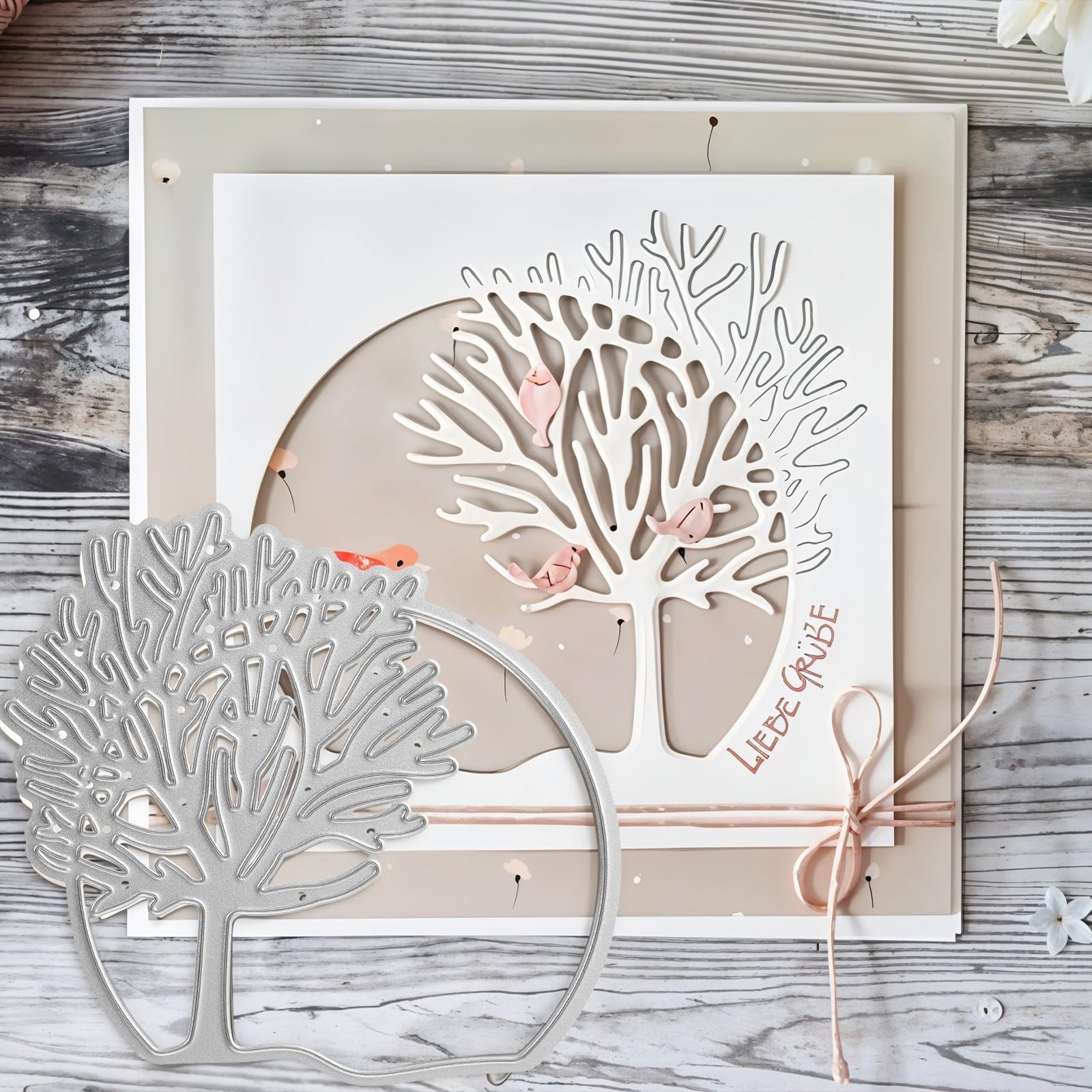 Ymapinc Silver Metal Tree Border Frame Dies for Card Making, Stencils Cutting...