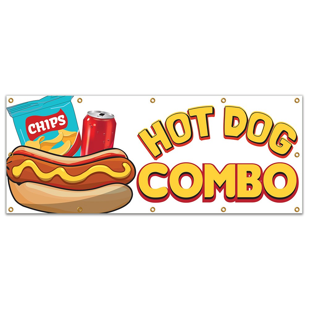 Hot Dog Combo Banner Concession Stand Food Truck Single Sided