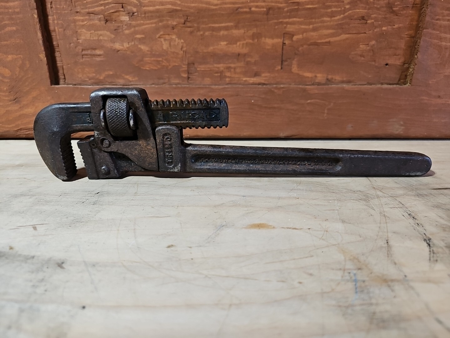 VINTAGE 14" TRIMO PIPE WRENCH -TRIMONT MFG.CO FOXBURY MASS. USA