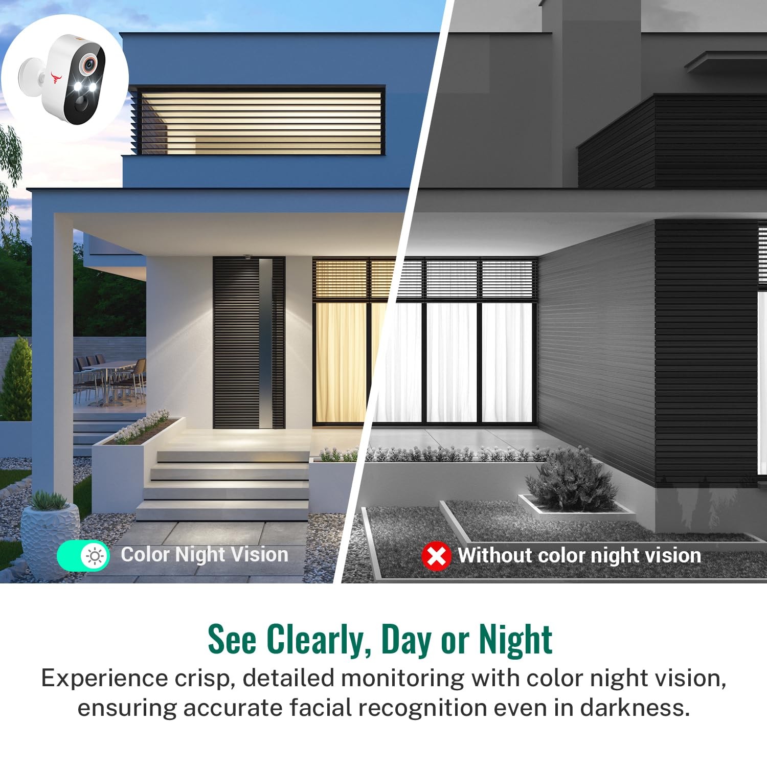 1080P Security Camera Wireless Outdoor with AI Human Detection, Live View, 2.4G