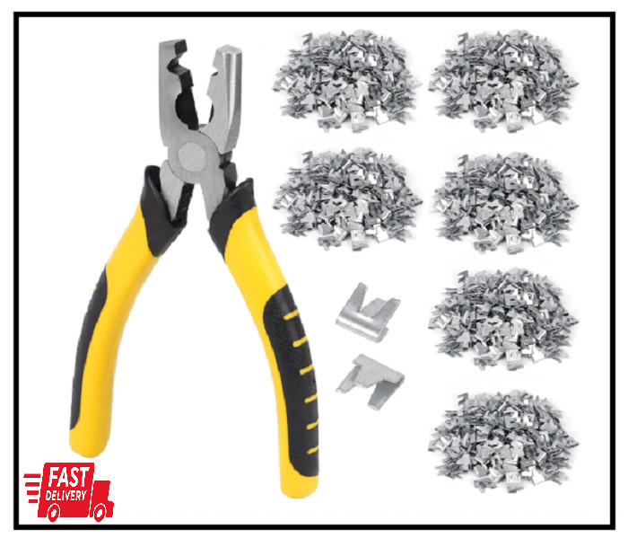 1800PCS Wire Cage Clips and Pliers Rabbit Chicken J Clip