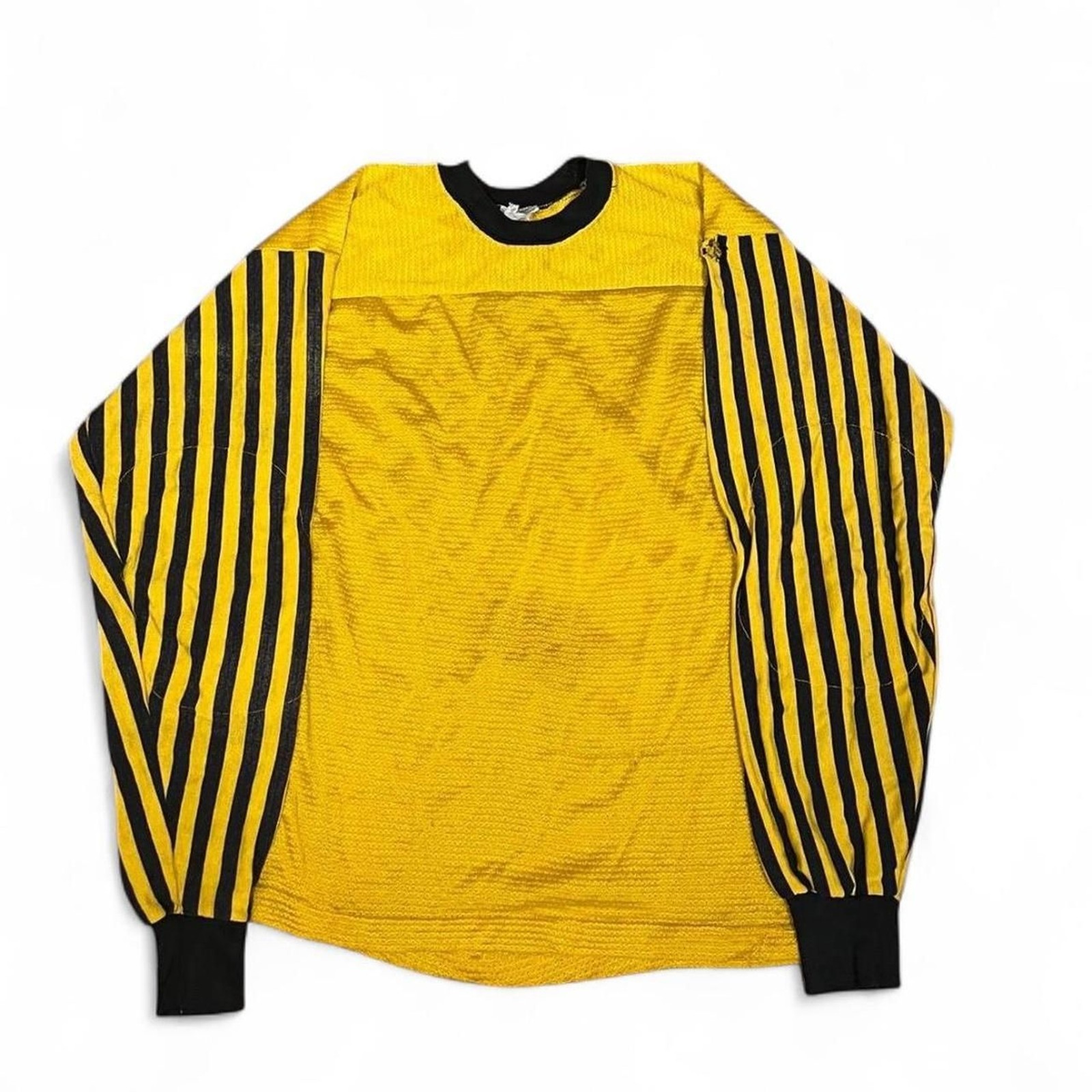 Vintage 3D emblem Men's yellow and stiped racing jersey with elbow pads