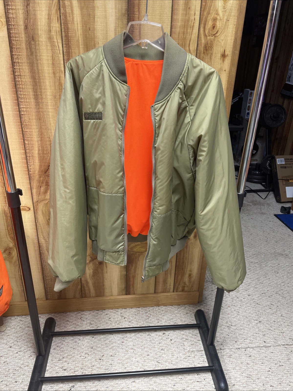 Columbia 2 In 1 Blaze Orange Hunting Jacket . Inner Jacket Reversible.