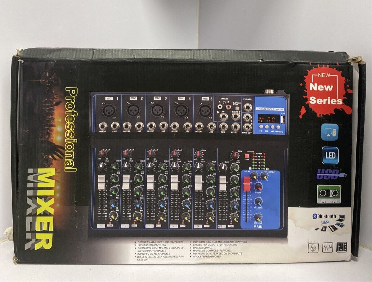 7 Channel Live Mixer Professional Digital MP3 Player Bluetooth MG-07BT
