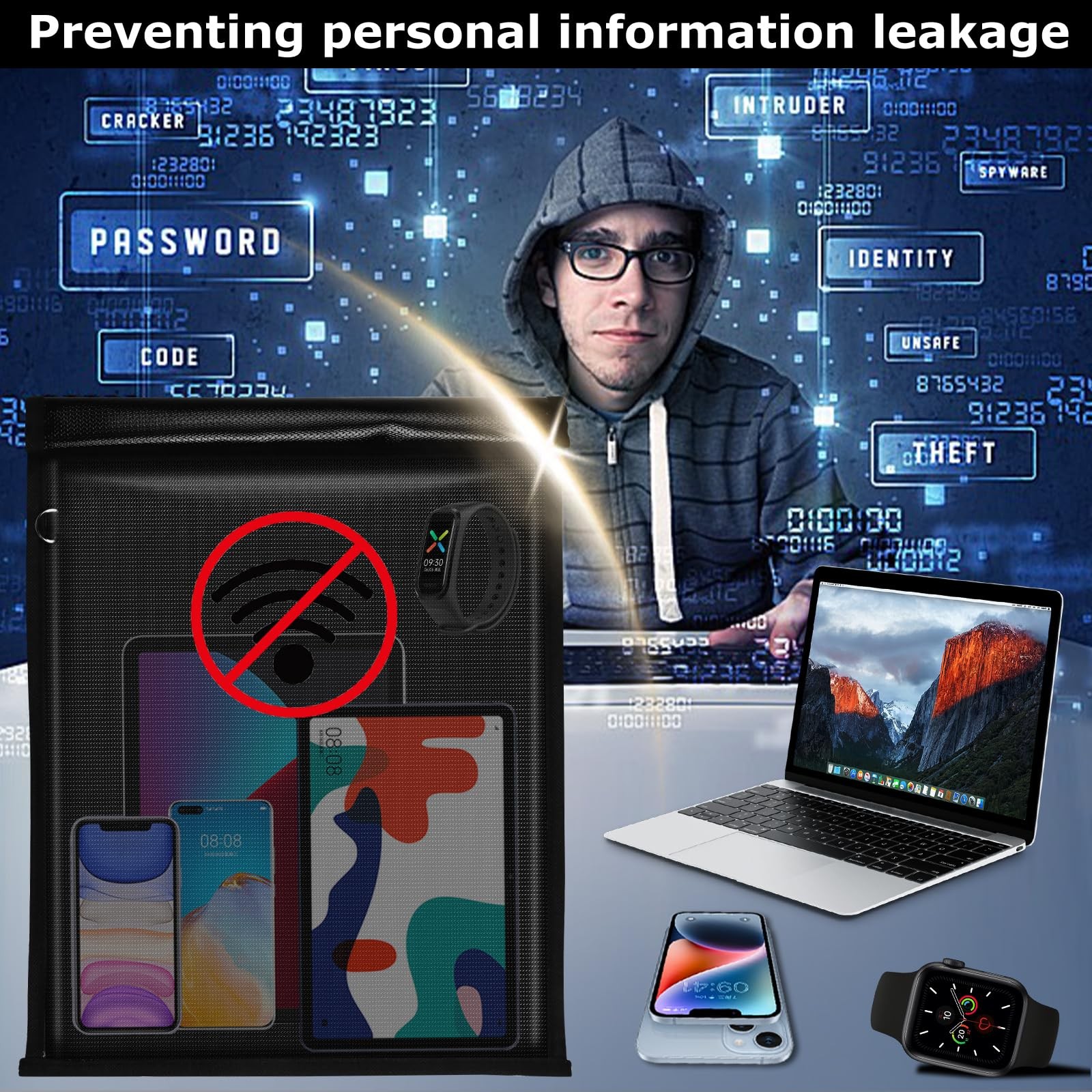 5 Pack Fireproof Waterproof Faraday Bags RFID Signal Blocking Pouches for Ph...