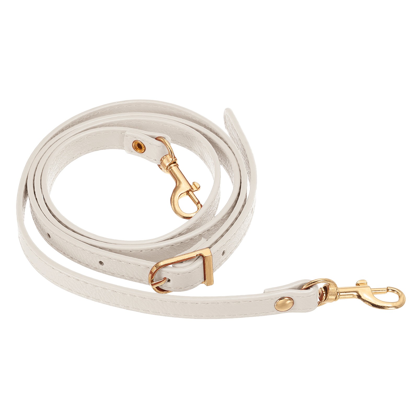 47 Inch Adjustable PU Leather Purse Strap with Gold Hardware, Beige