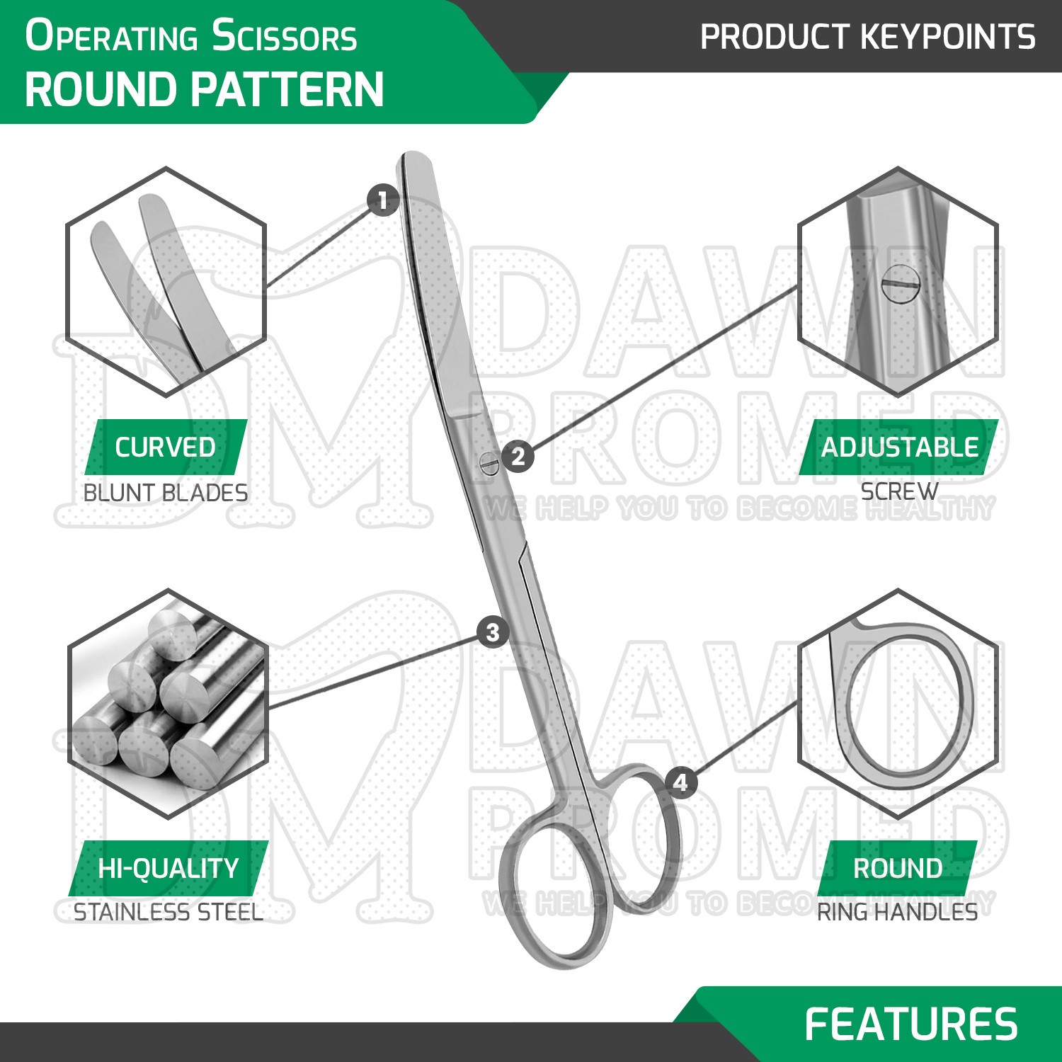 Operating Scissors 5.5" Curved Blunt Blunt Round Pattern Surgical Instruments