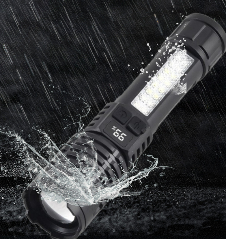 Rechargeable Long Distance LED Flashlight Tactical 5 Modes COB Side Lights