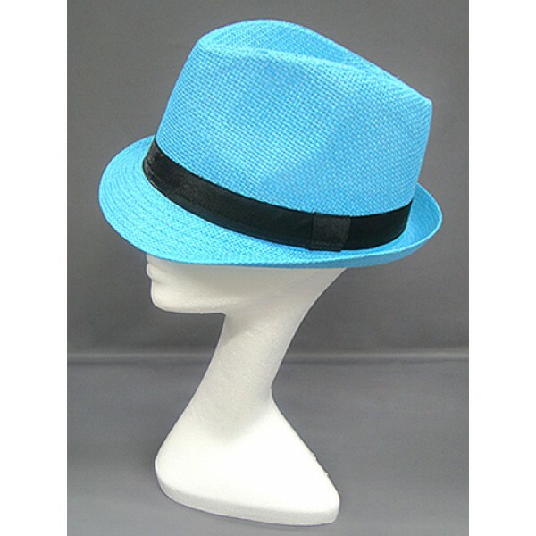 FEDORA STRAW HAT - AQUA BLUE -HT-1188