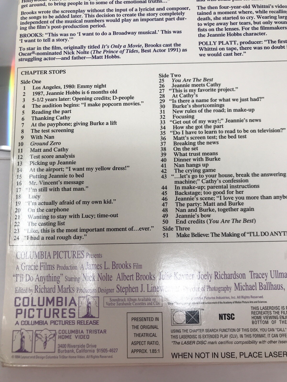 Ill Do Anything (Laserdisc, 1994)