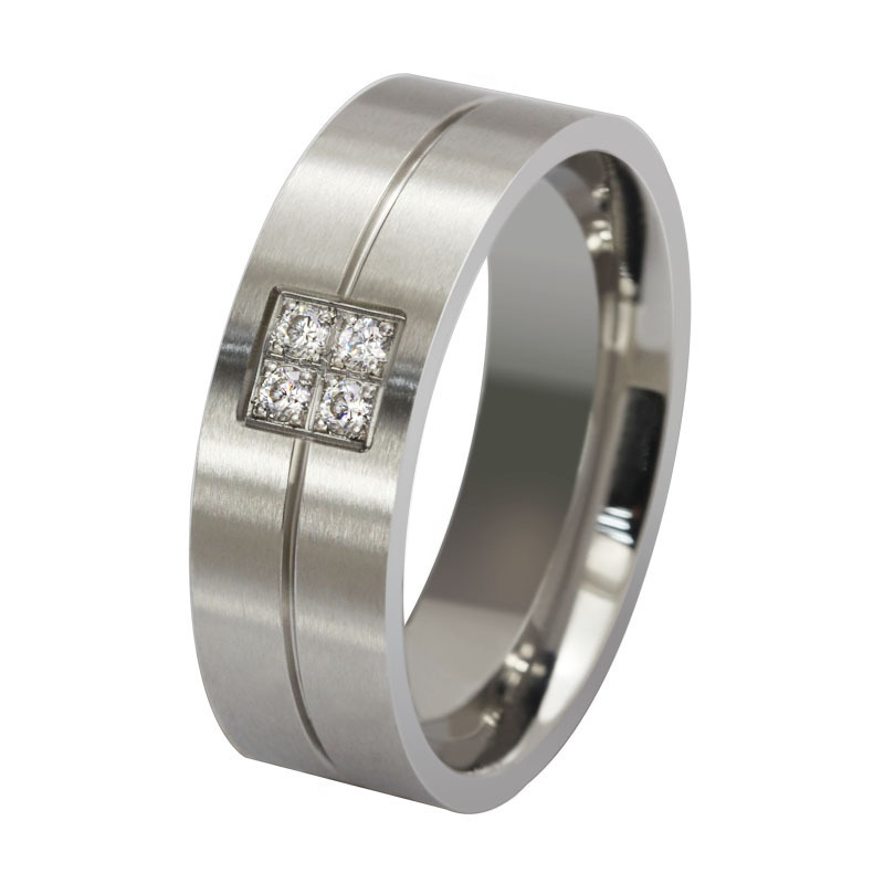 Size 7-14 Titanium Steel Silver CZ Wedding Band Men/Womens Party Engagement Ring