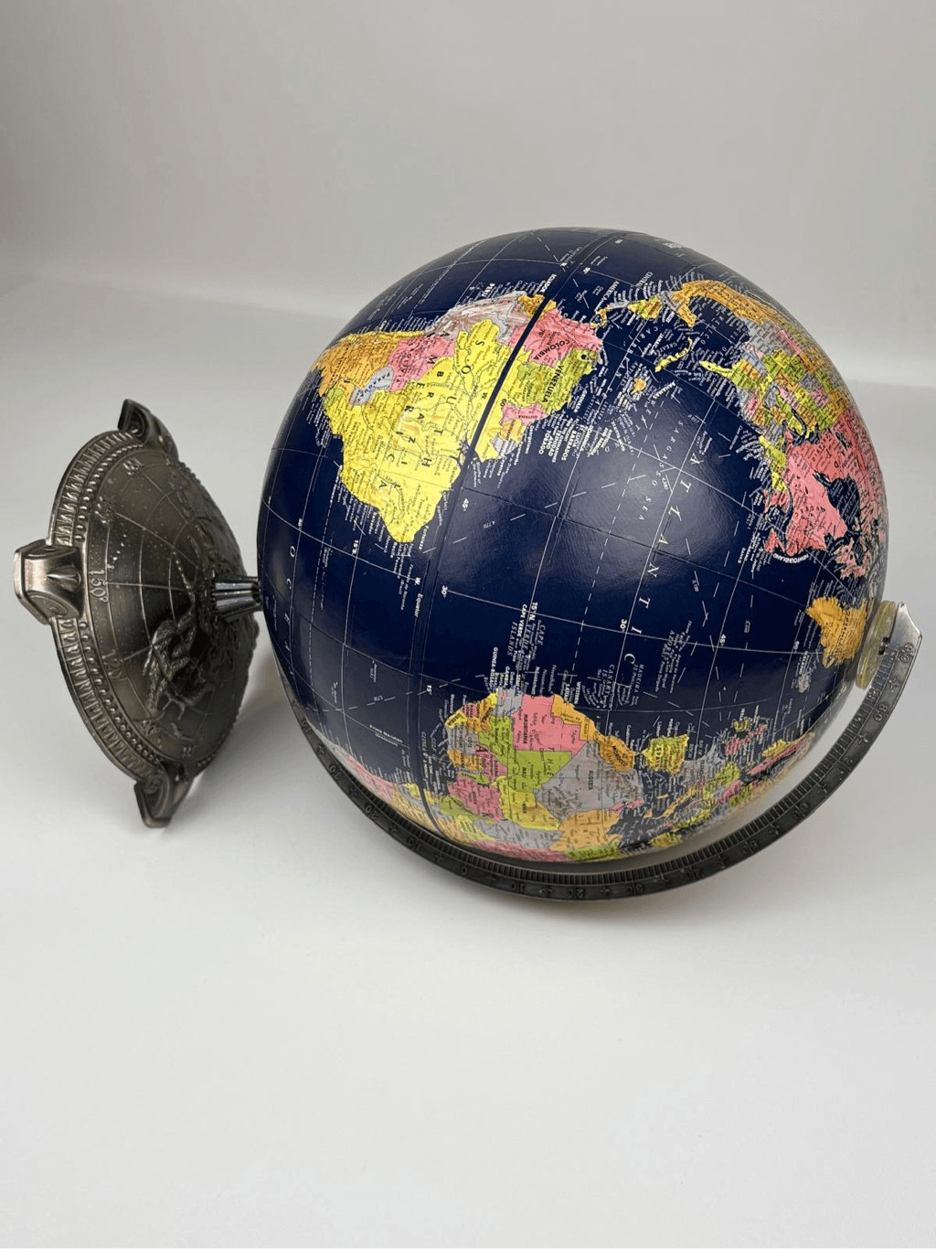 Globemaster Replogle World Globe Raised Relief Blue 12" Diameter w/ Metal Base