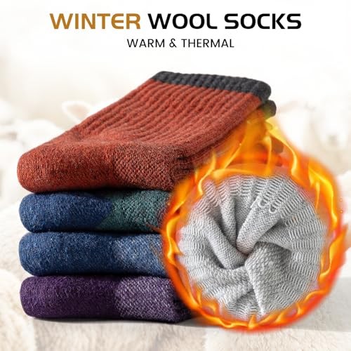Clothirily Wool Socks for Women, Thermal Warm Womens Multicolor A, 5 Pairs