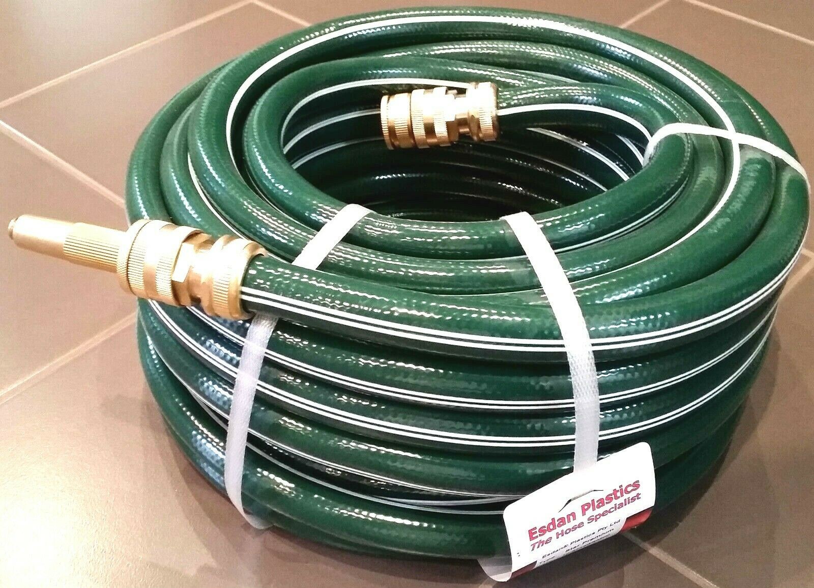 PREMIUM GARDEN WATERING HOSE 18mm x 50m AUSTRALIAN BRASS FITTED CONNECTORS TAP