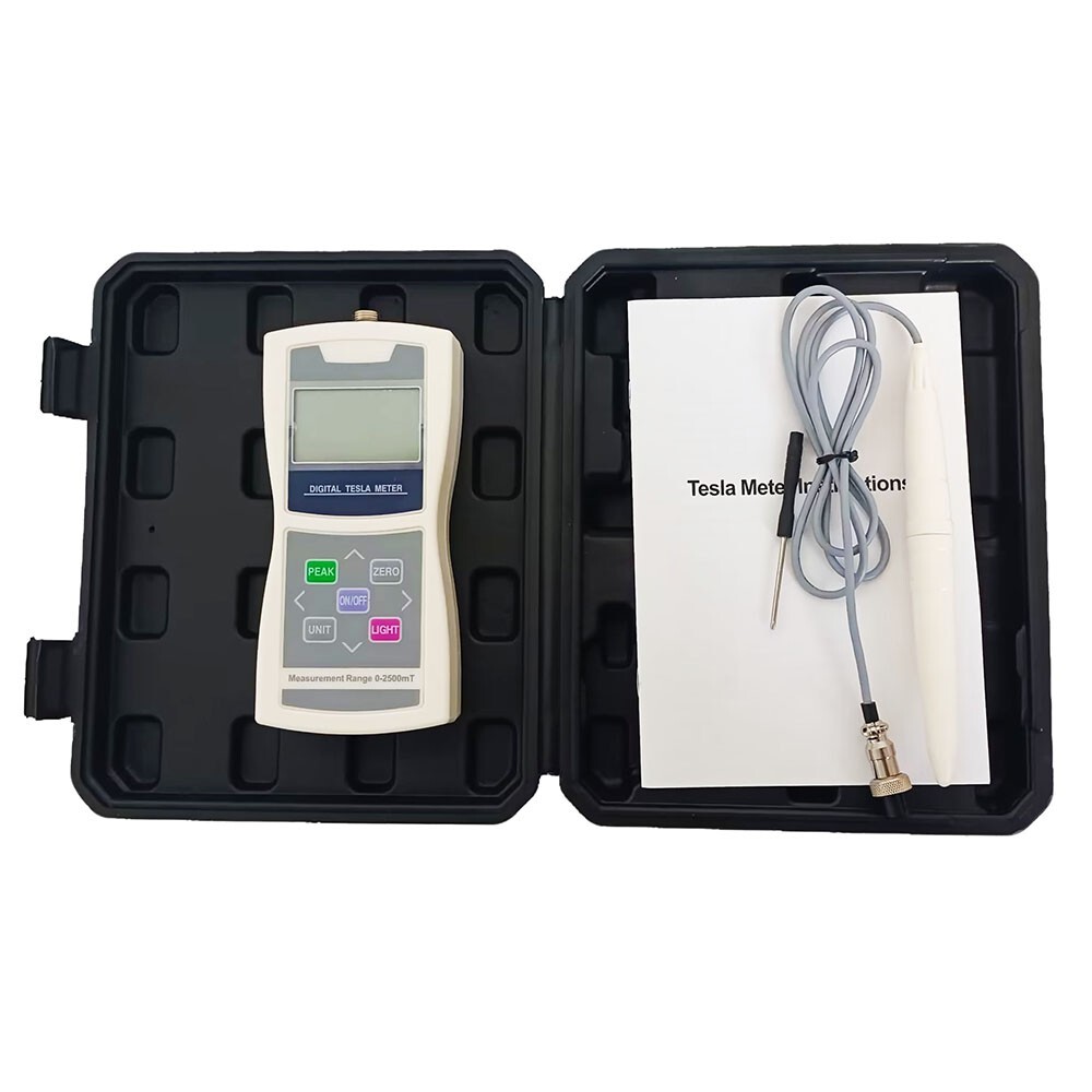 Tesla Meter Gauss Meter Gaussmeter Surface Magnetic Field Tester with 0-2500mT