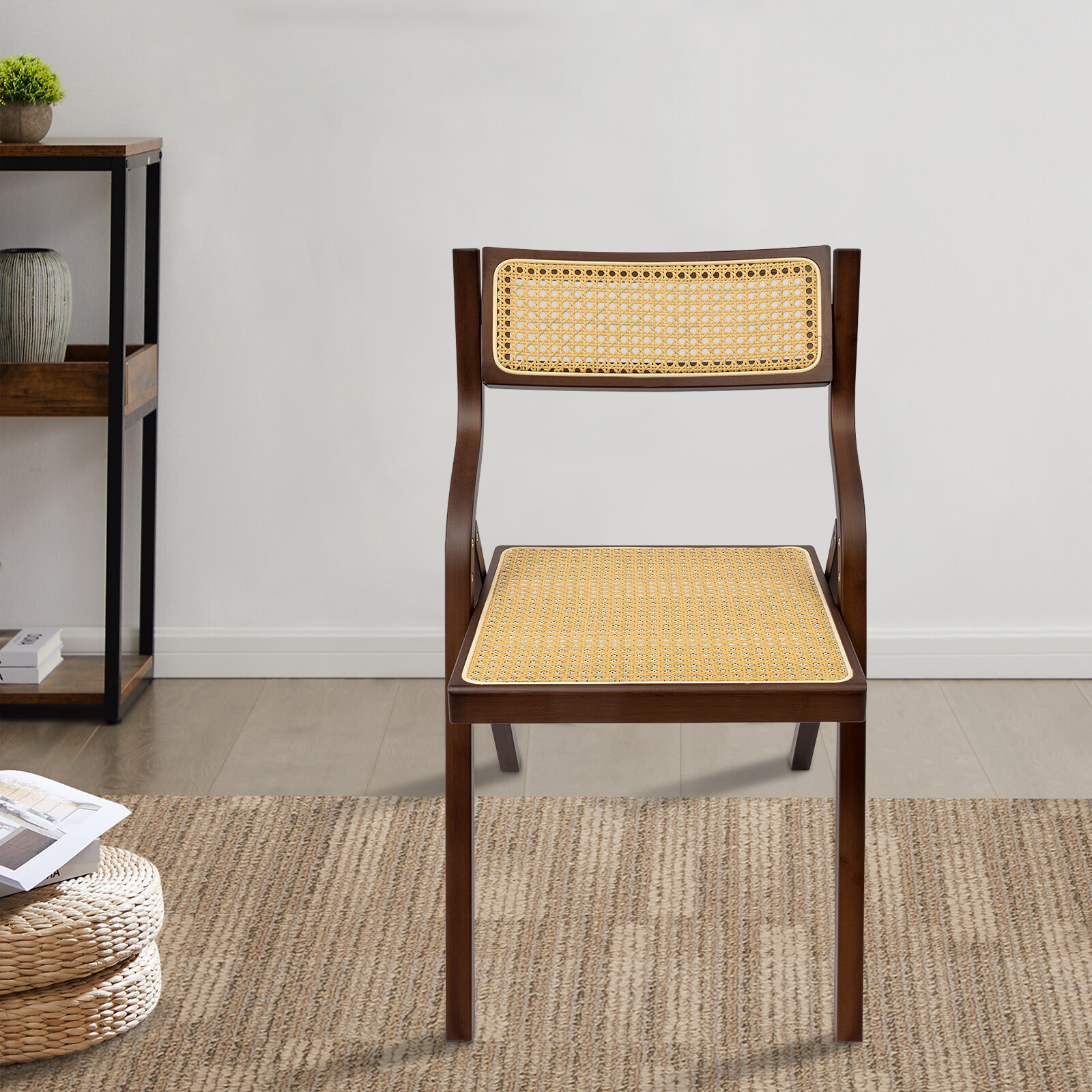 Dining Chair, Rattan Armchair for Living Room Bedroom Reataurant, Folding Chair