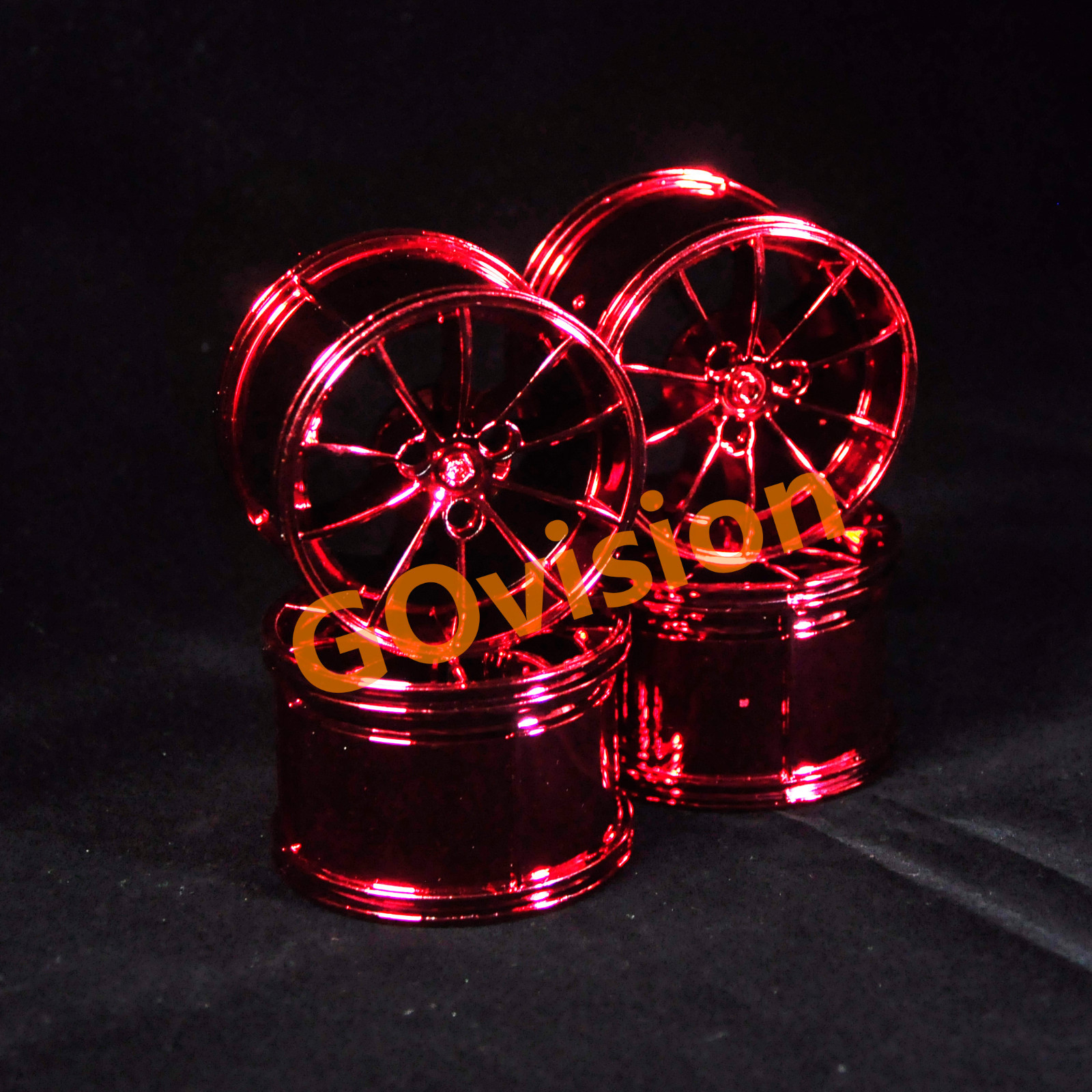Custom 4 pcs Chrome Red rims wheels hubs 23800 for Lego 42056 42115 42083