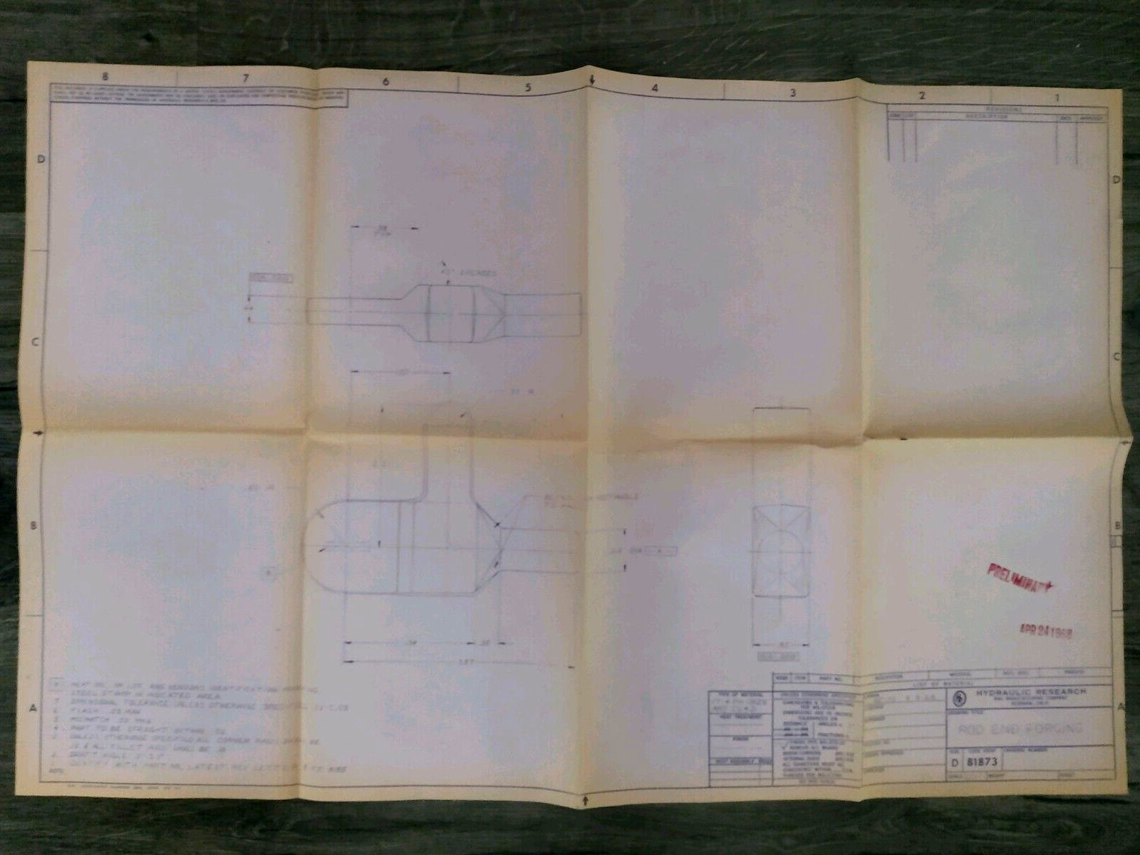 1968 Original Hydraulic Research Blueprint