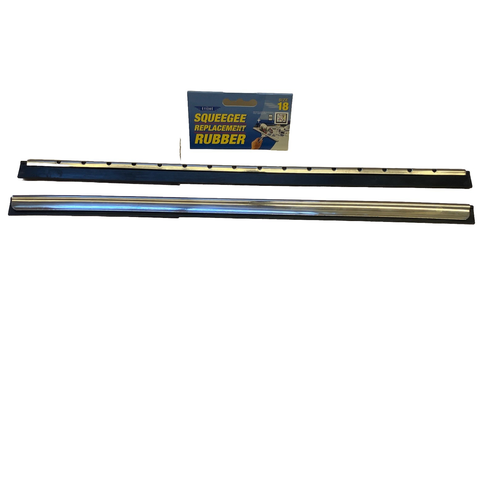 Stainless Steel Channel w/ Rubber for Window Washing & Clean Squeegee 18” Pack 2