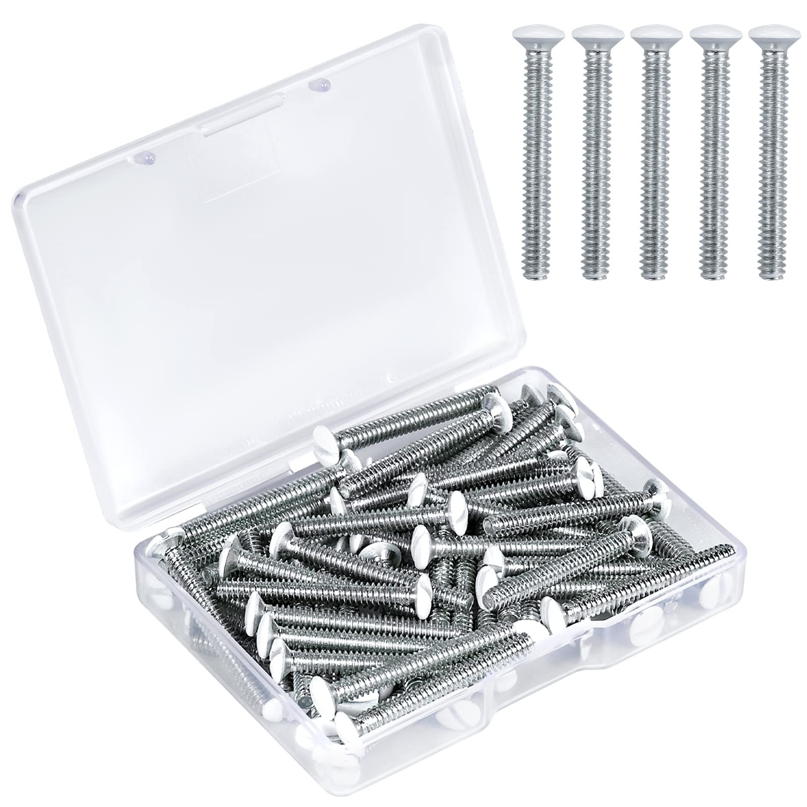 35x White 6-32 x 1.2" Wall Plate Screws Oval Head Carbon Steel