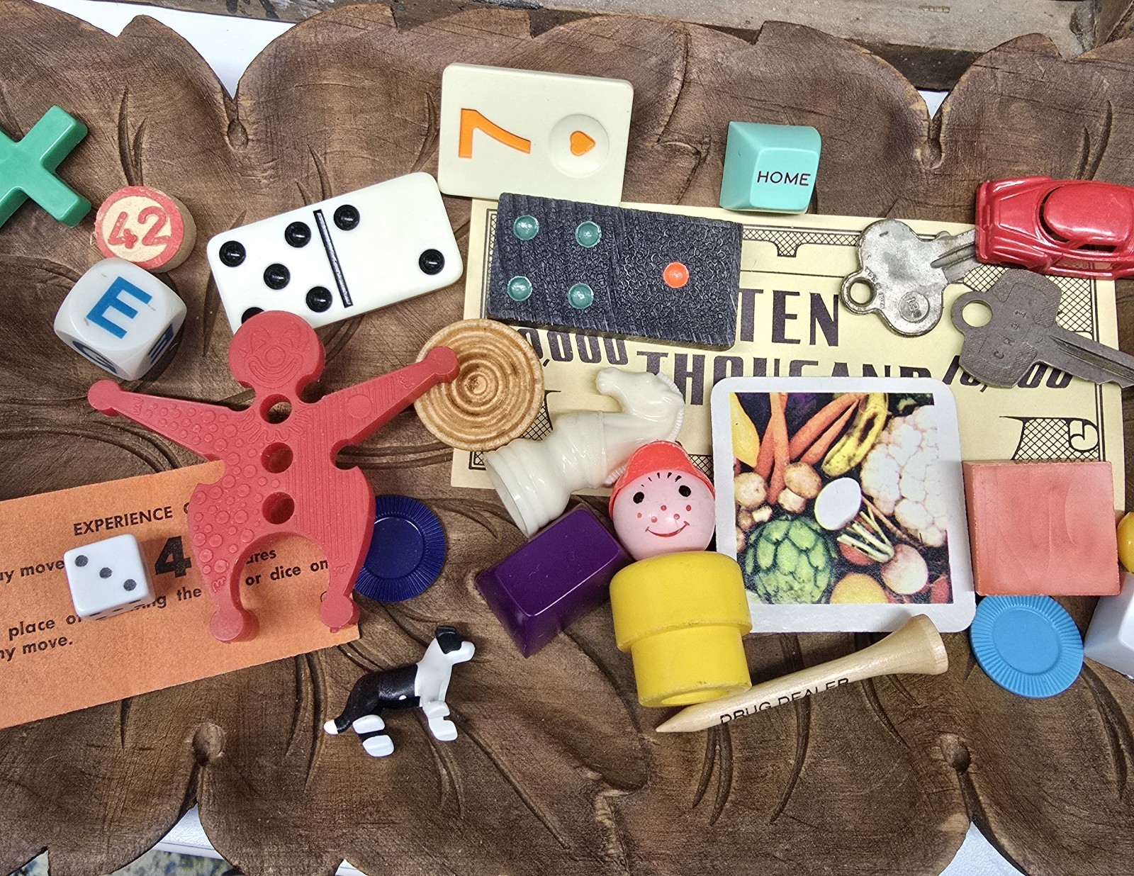 Vintage Found Object & Game pieces lot for Mixed Media Assemblage Art